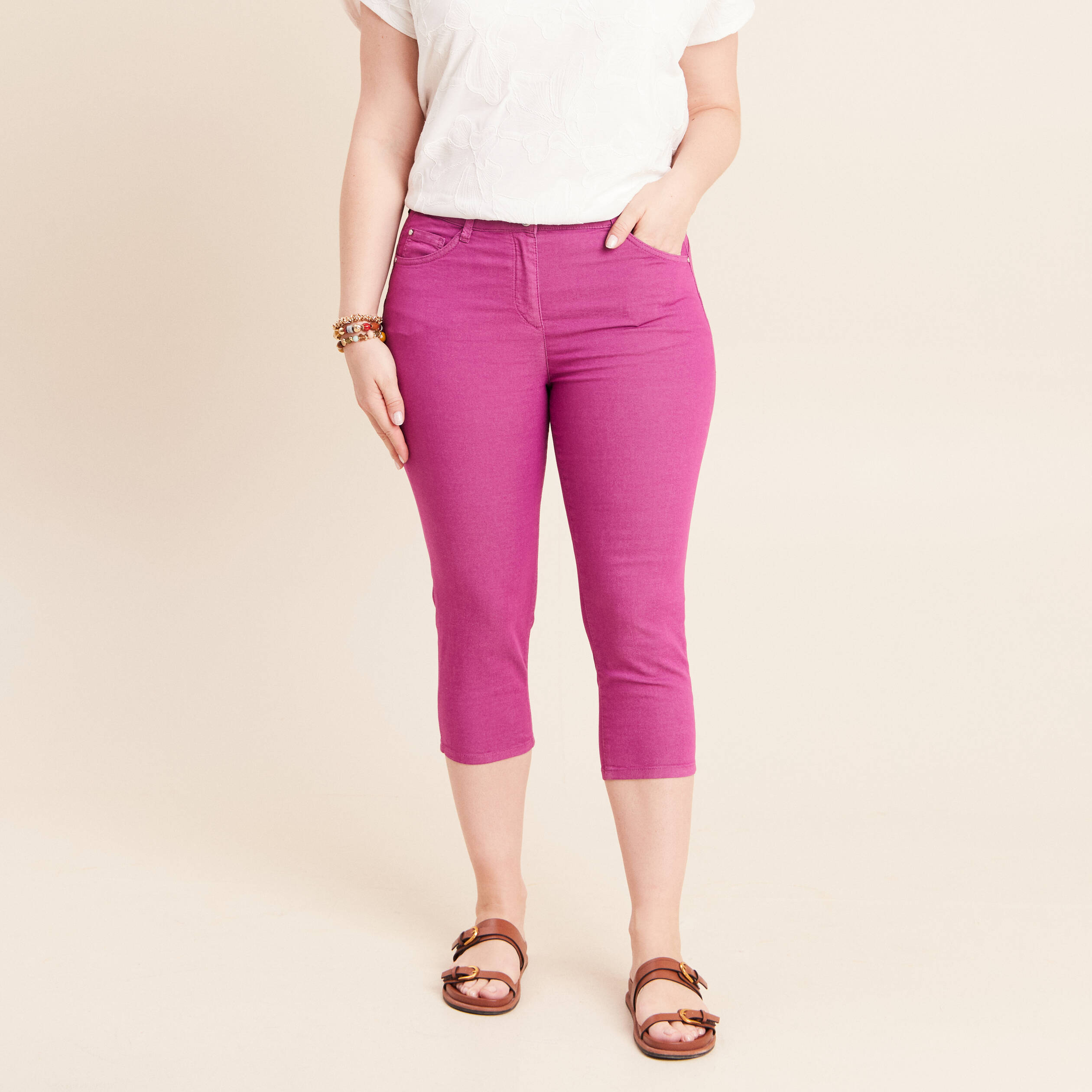 Pantacourt magique Le L&eacute;ger coupe droite violet femme
