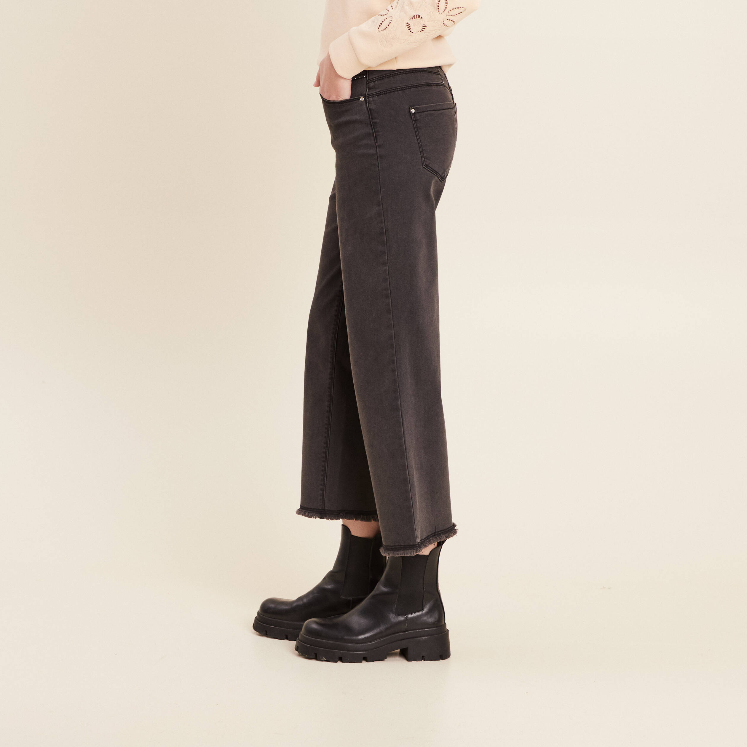jean large 78eme denim gris femme Jean large 7/8ème denim gris femme