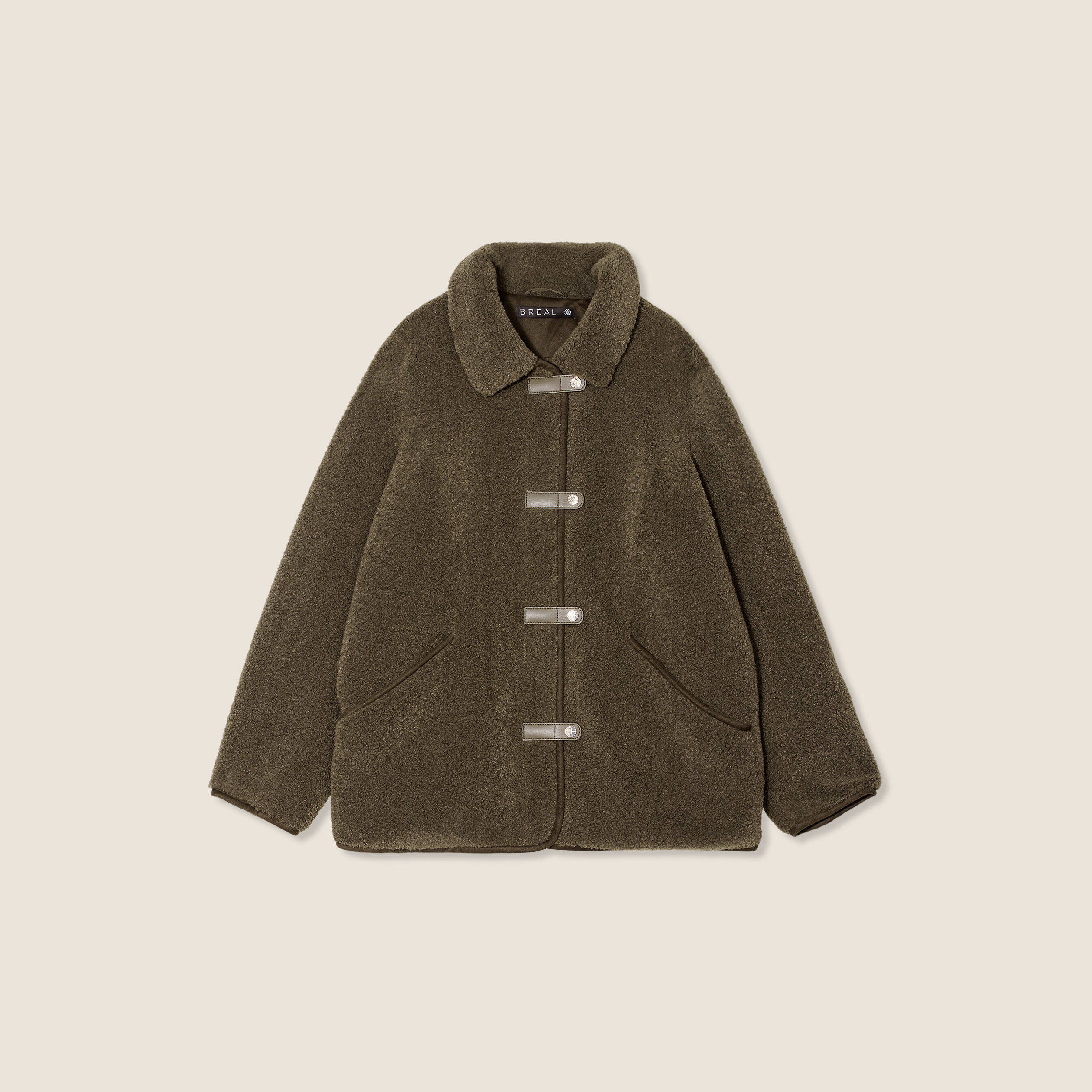 manteau droit laine mouton vert kaki femme Manteau droit laine mouton vert kaki femme