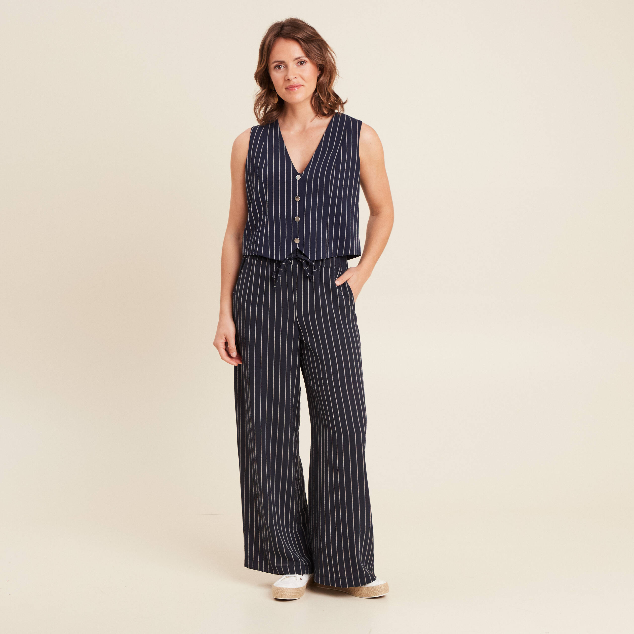 Gilet ajusté sans manches bleu foncé femme