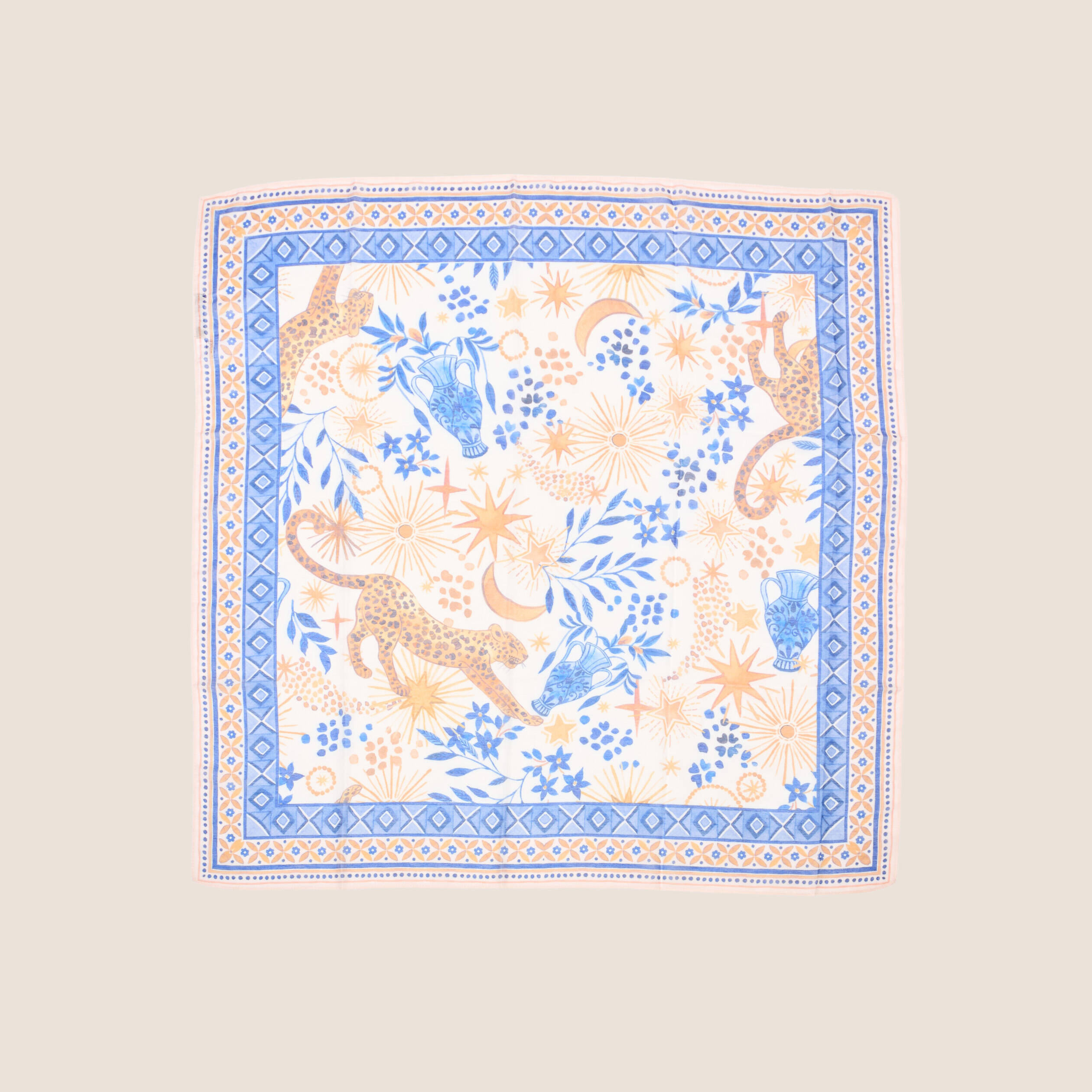 Foulard carré bleu femme