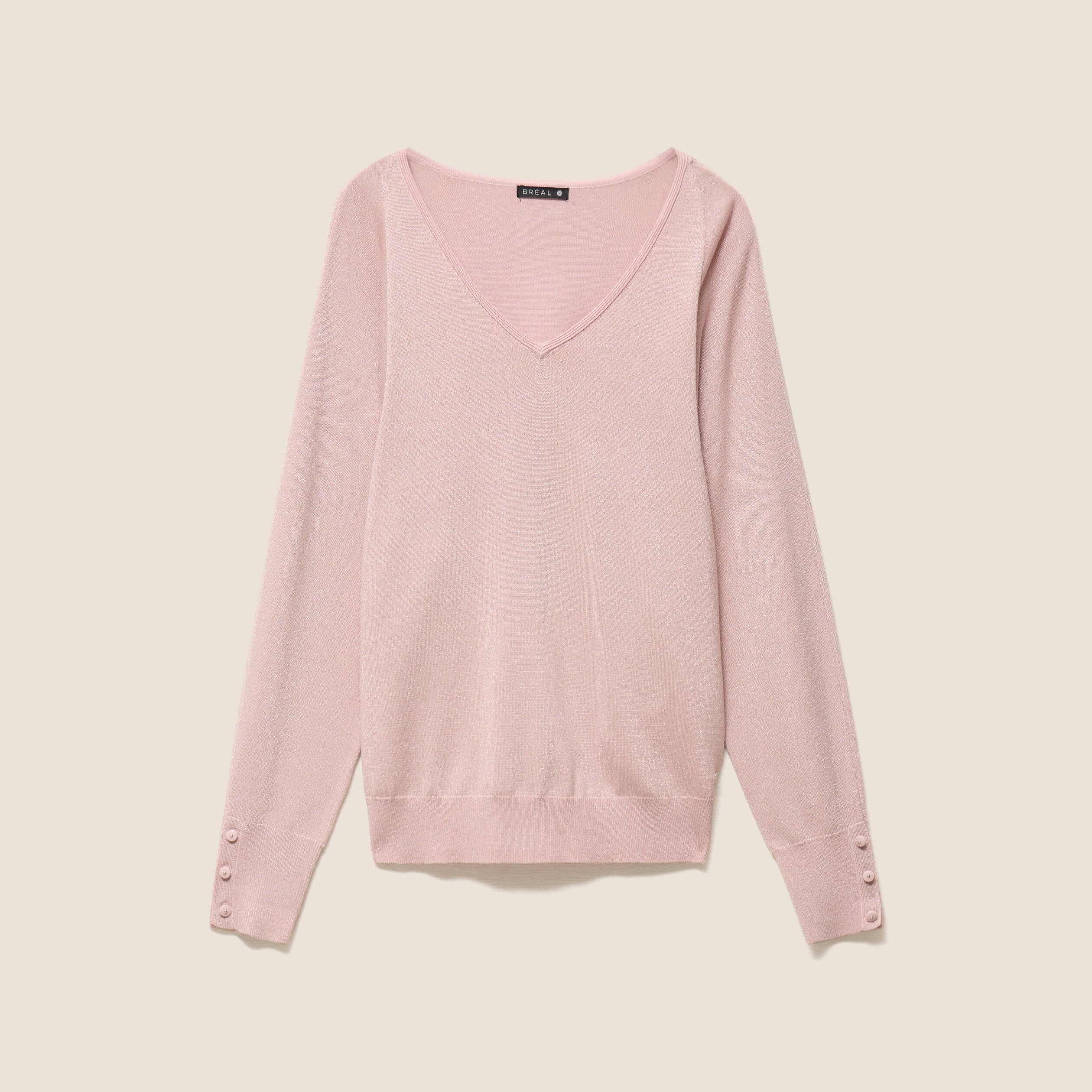 Pull manches longues rose clair femme