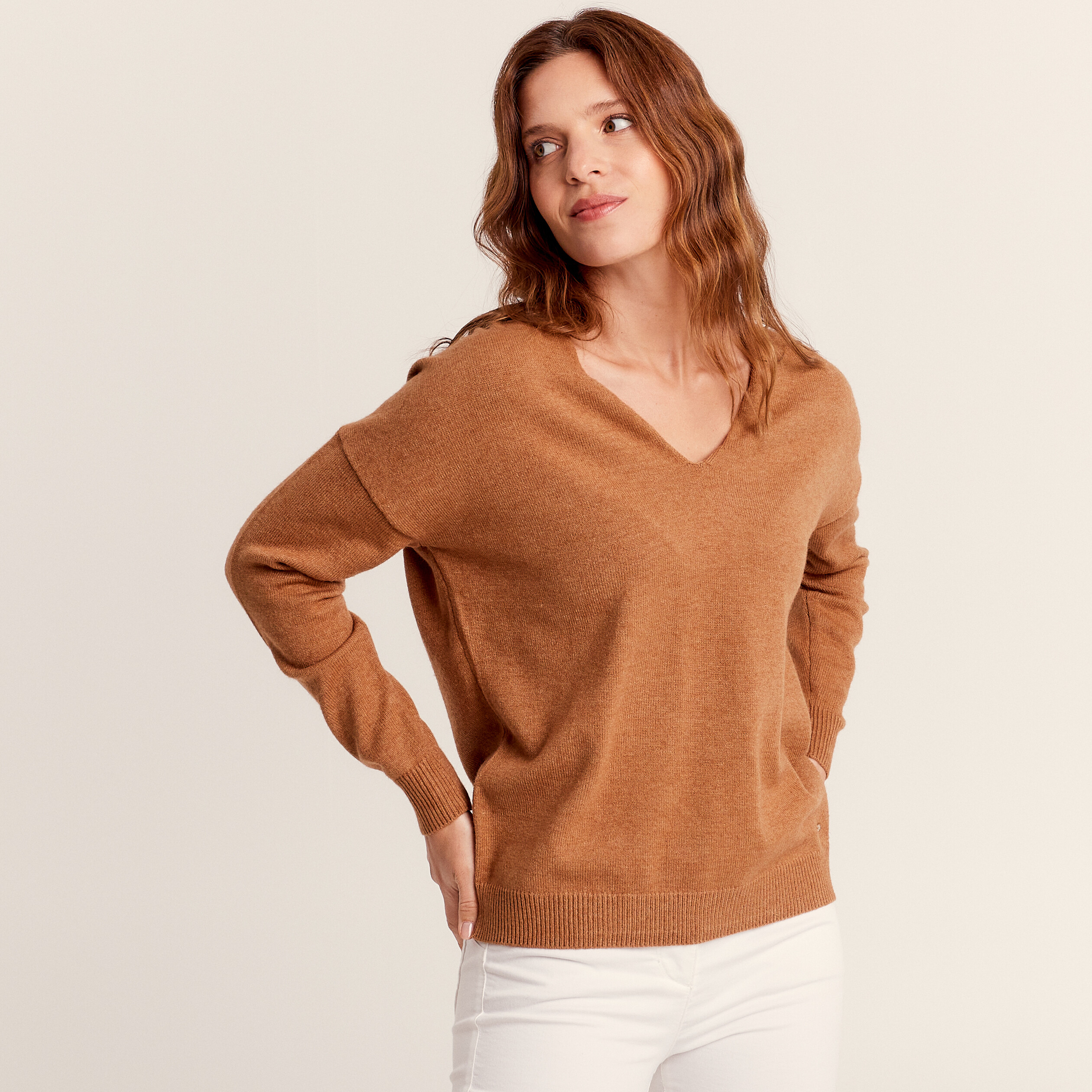 Femme Bréal Pull Manches Longues Camel