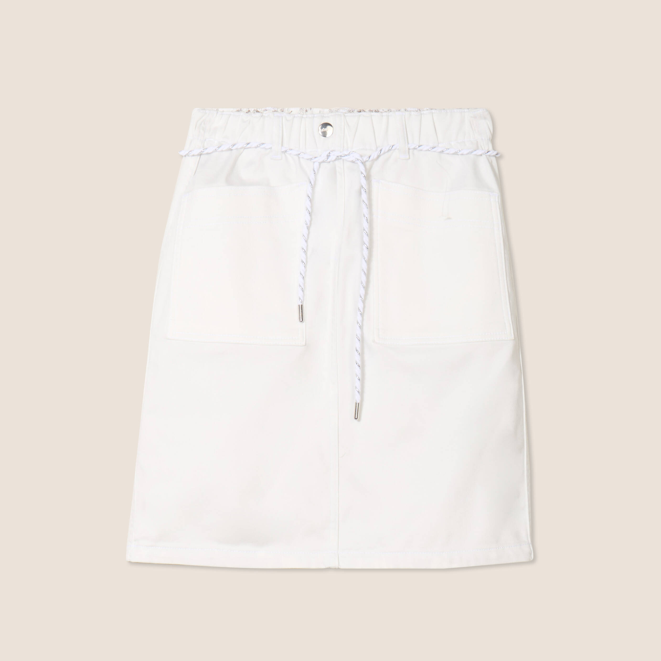 Jupe droite r&eacute;versible blanc femme