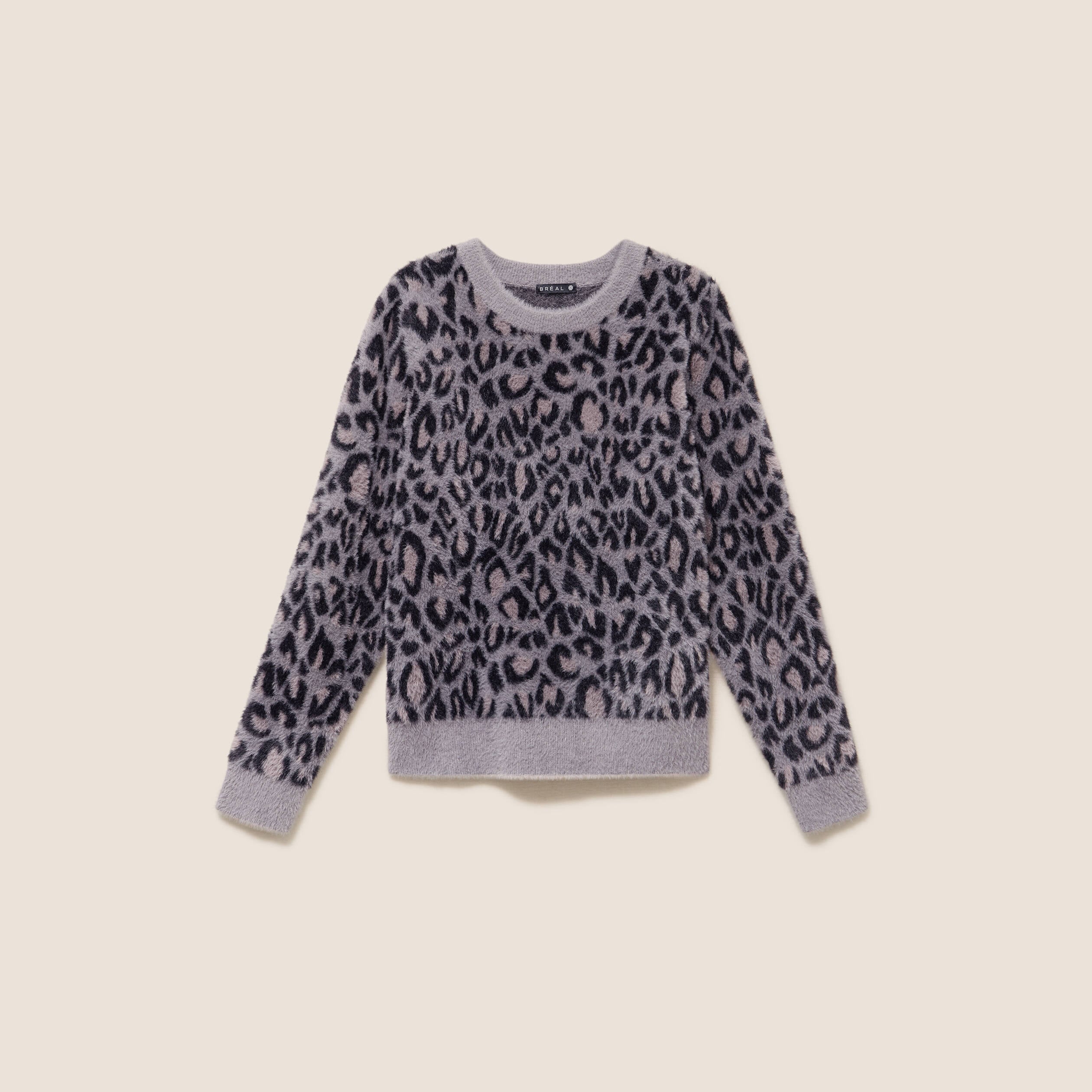 Pull col rond gris femme