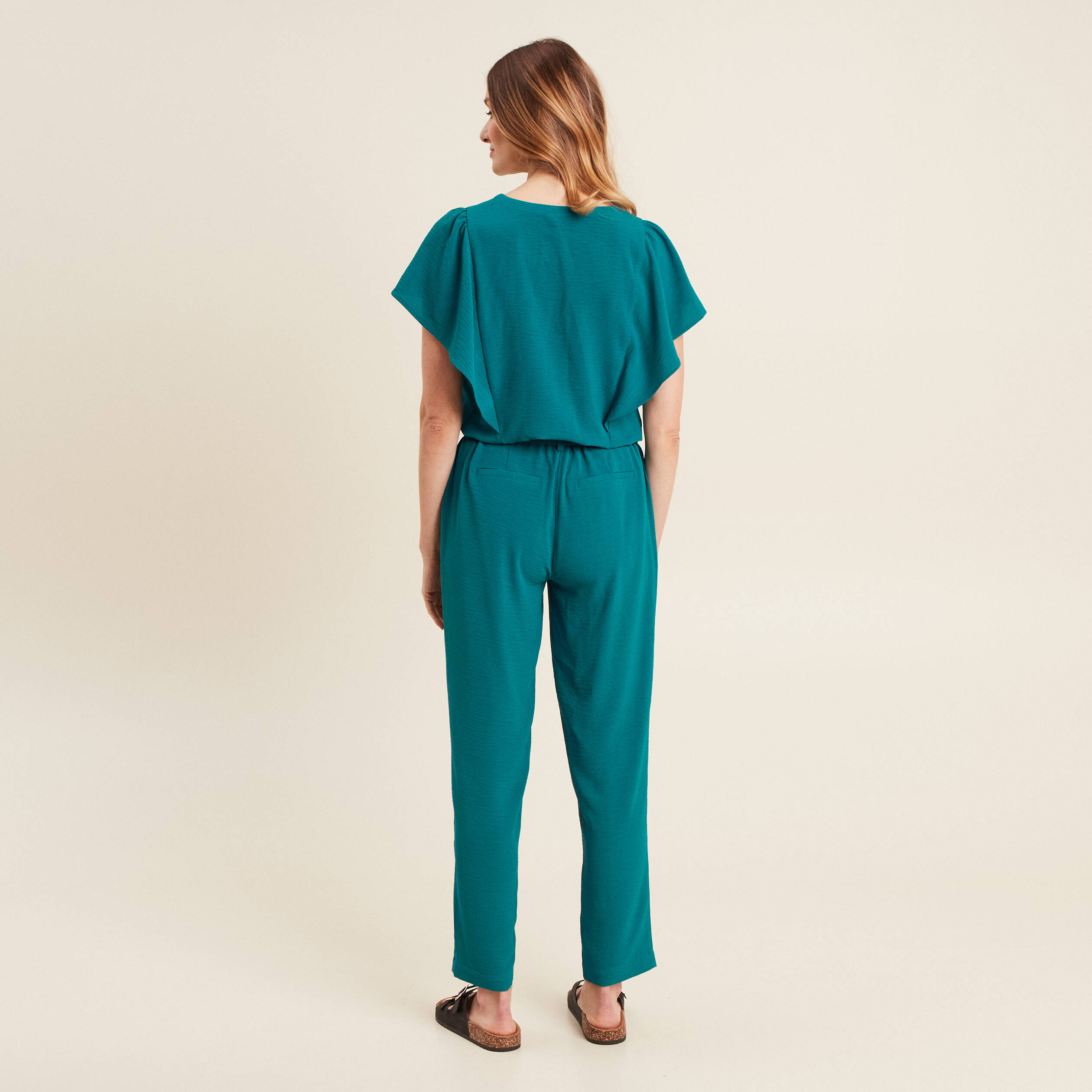 combinaison pantalon droite vert femme Combinaison pantalon droite vert femme