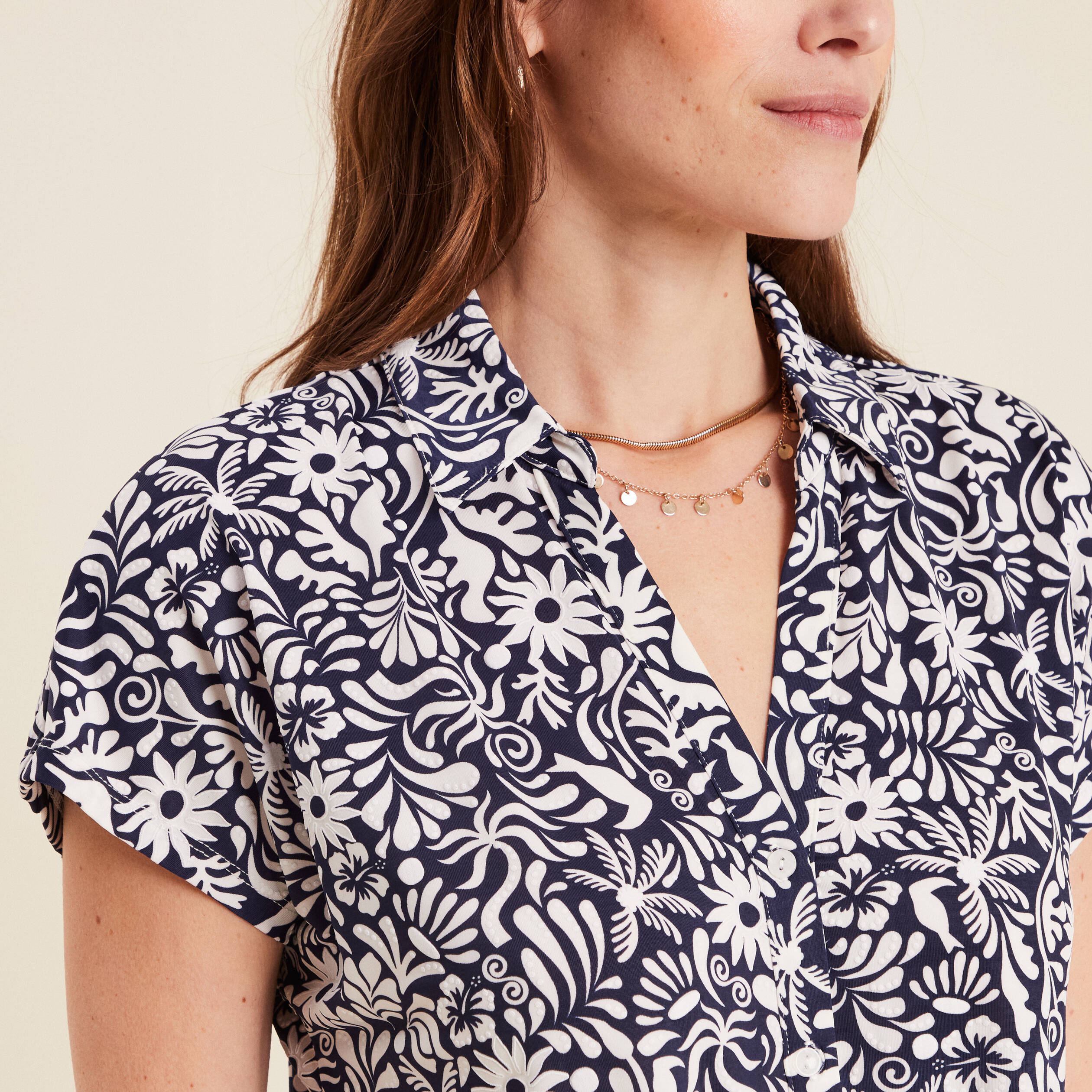 blouse manches courtes nouee bleu femme Blouse manches courtes nouée bleu femme