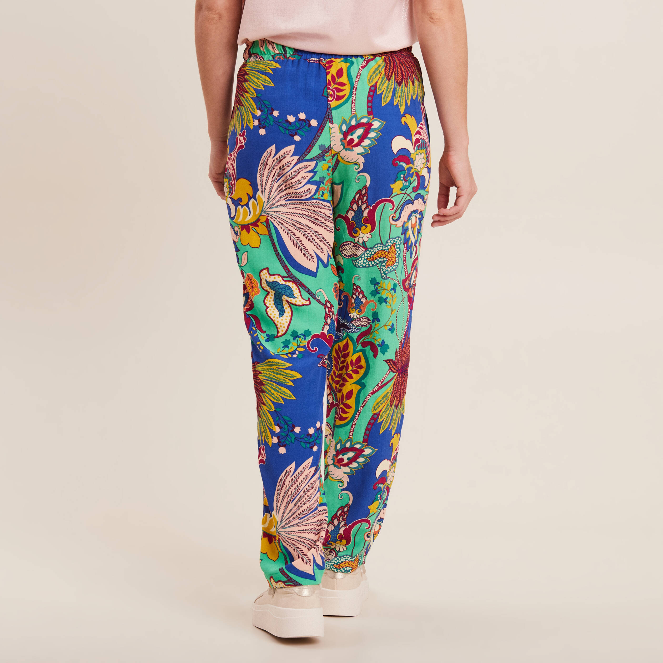 Pantalon carotte fluide 7/8ème vert femme