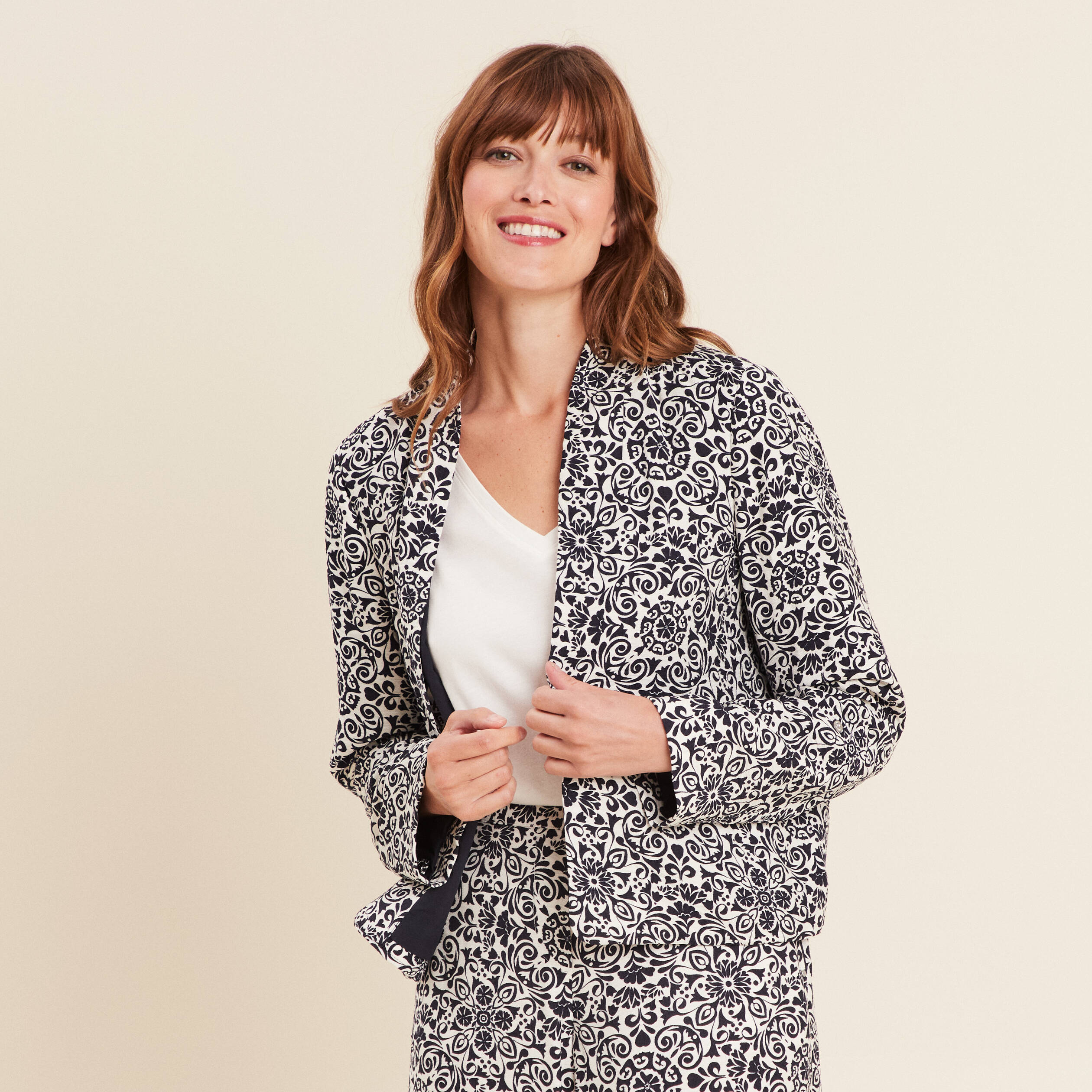 Veste ouverte doublée bleu marine femme