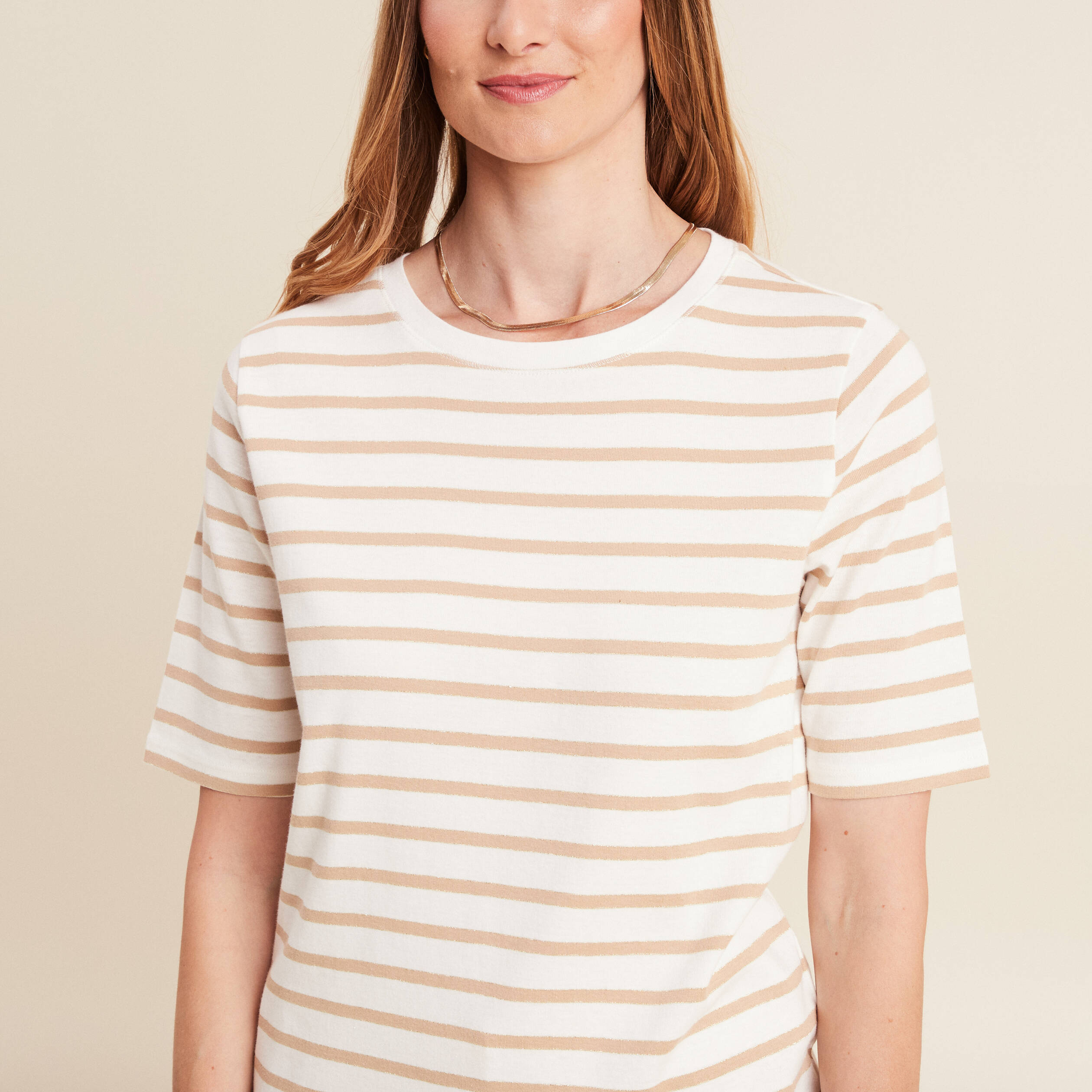 t shirt col rond marron clair femme T-shirt col rond marron clair femme