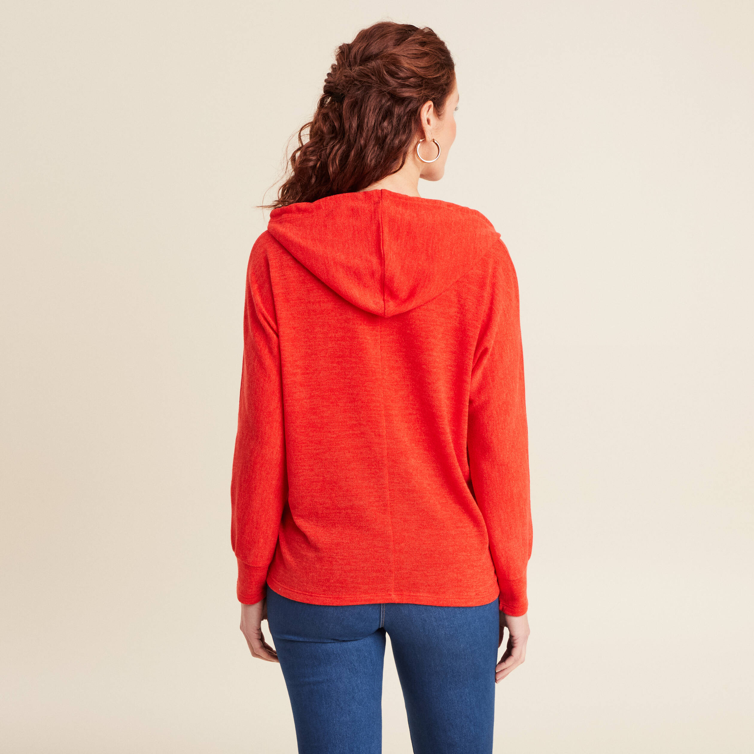 Sweat à capuche orange foncé femme