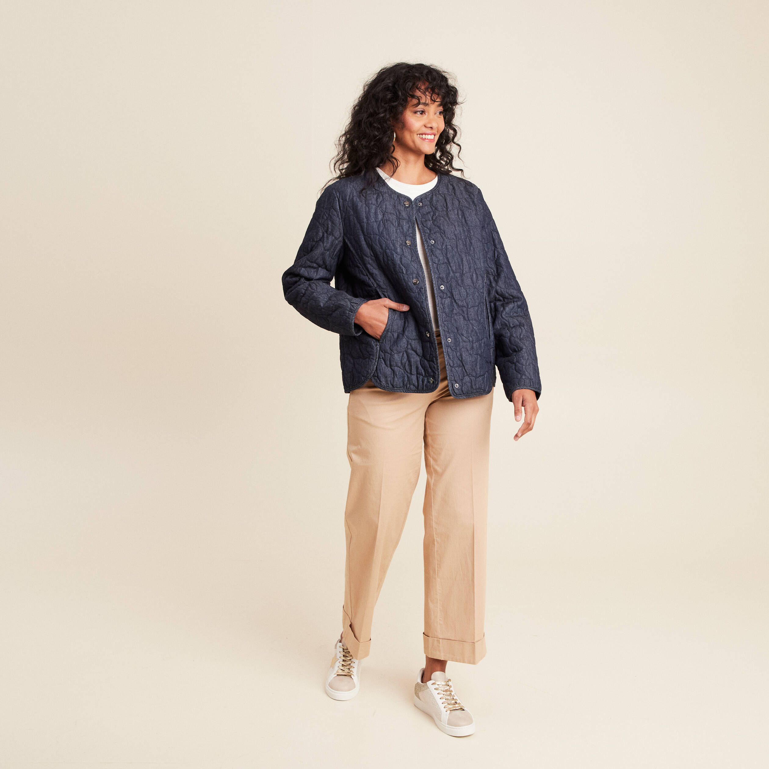 doudoune doublee sans col denim brut femme Doudoune doublée sans col denim brut femme
