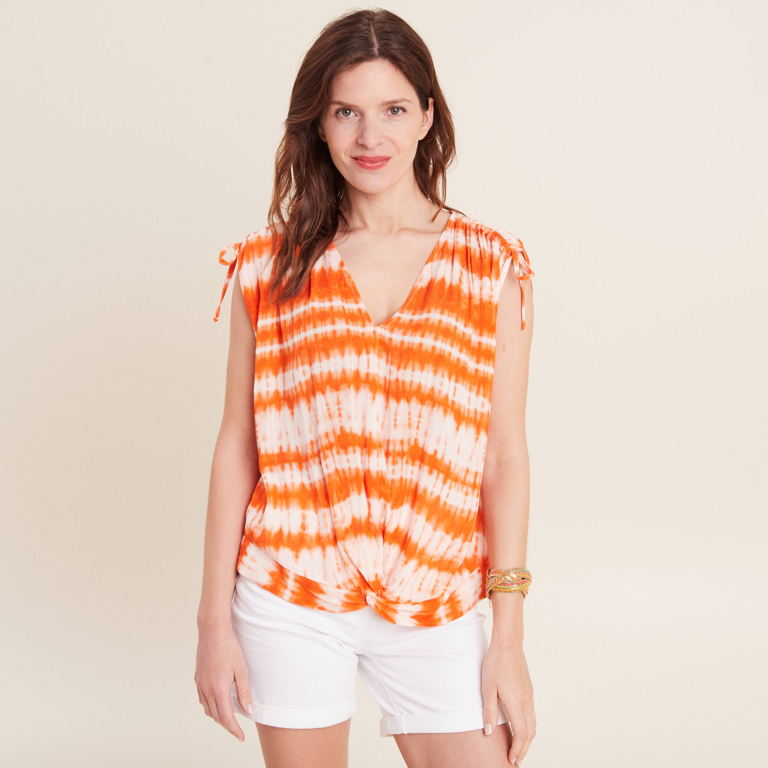 Blouse sans manches orange femme