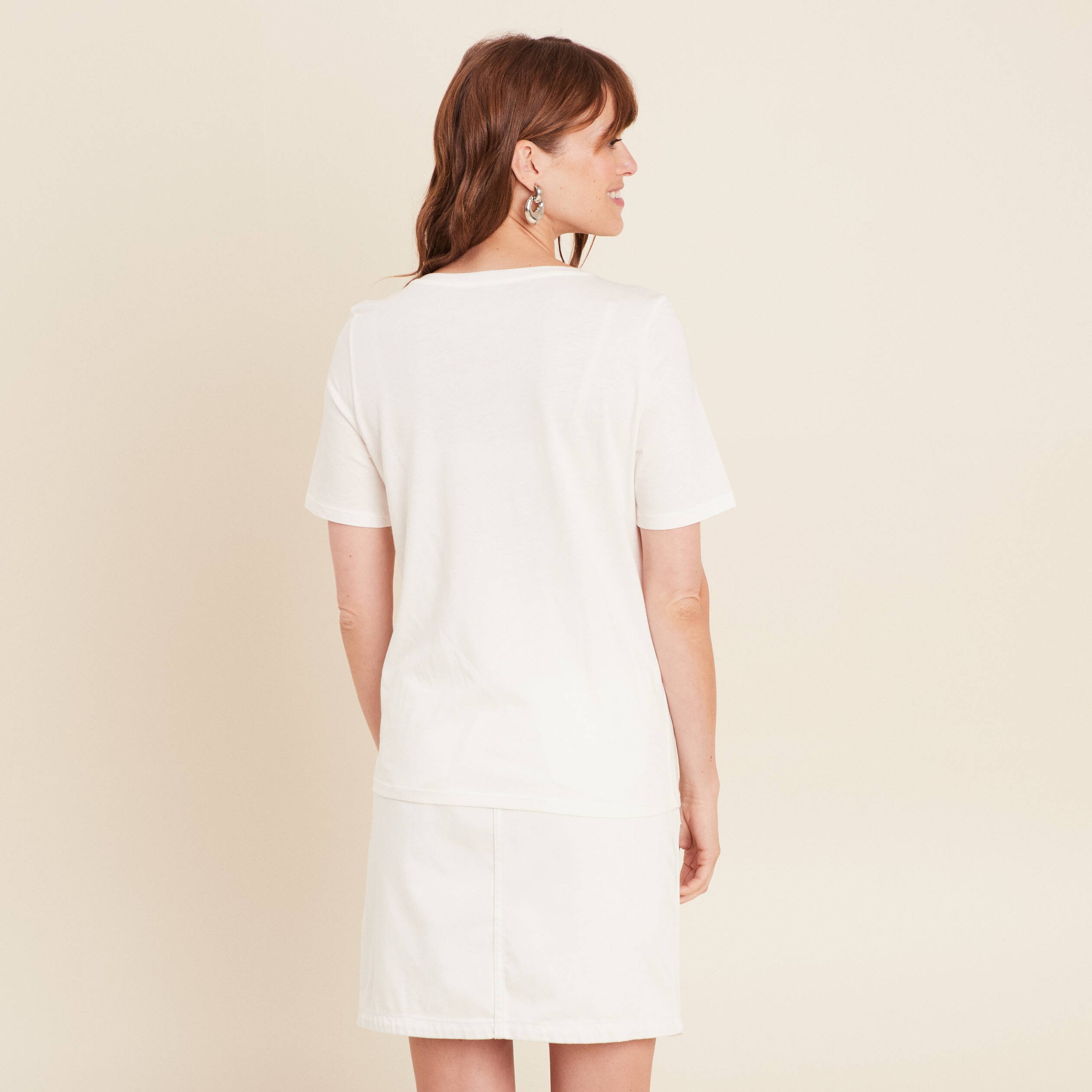 T-shirt manches courtes ecru femme