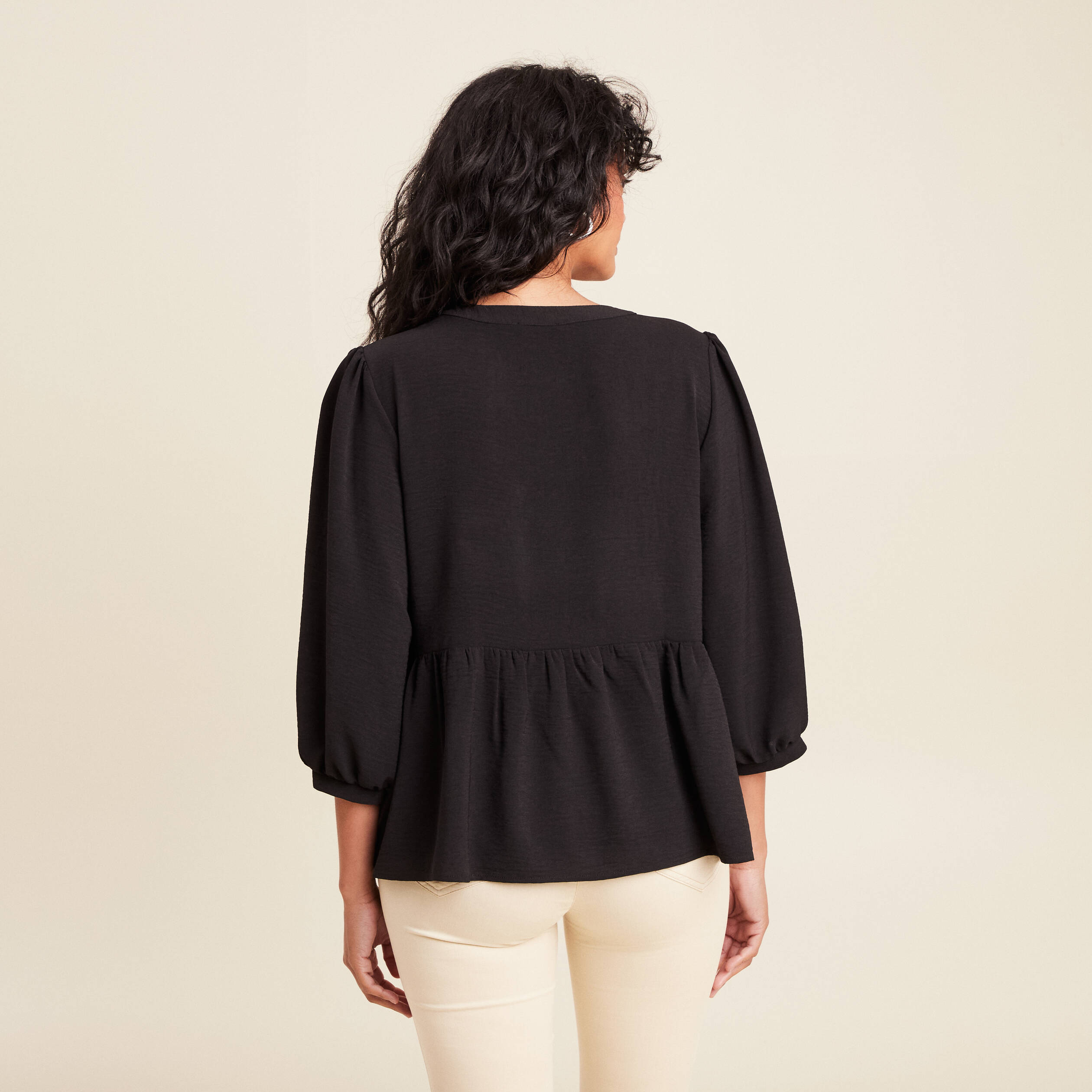 blouse ample col rond manches 34 noir femme blouse ample col rond manches 3/4 noir femme