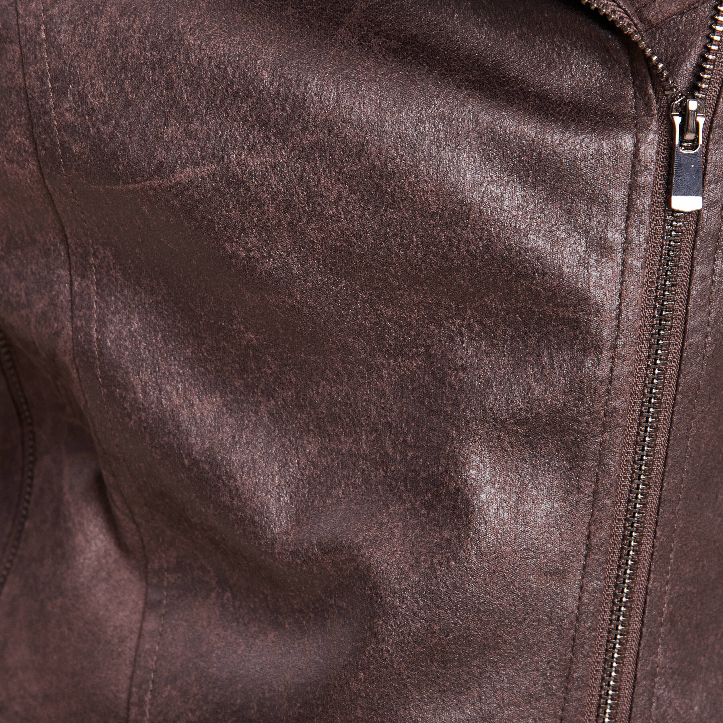 veste esprit motard zippee marron fonce femme Veste esprit motard zippée marron foncé femme