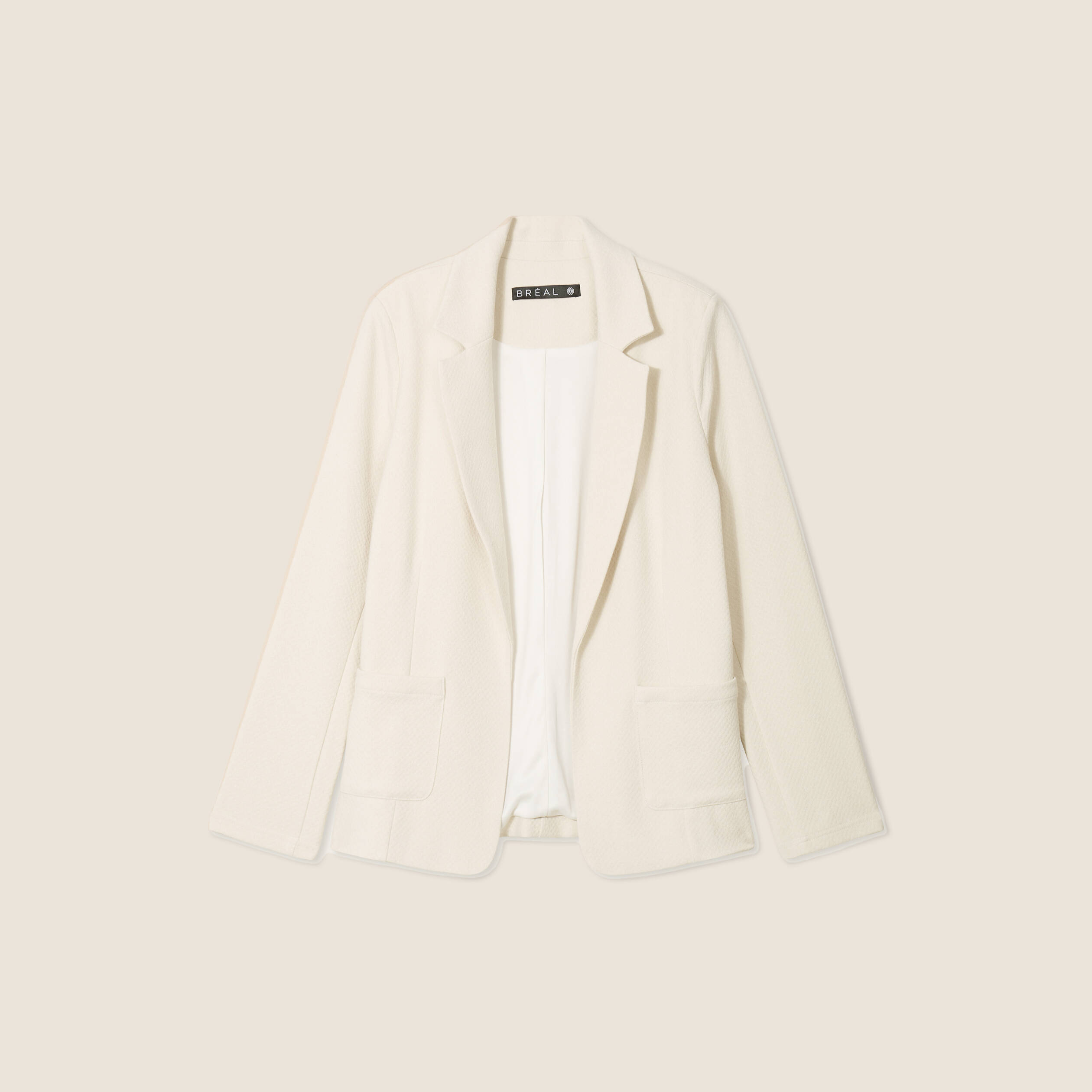 Veste tailleur cintr&eacute;e ecru femme