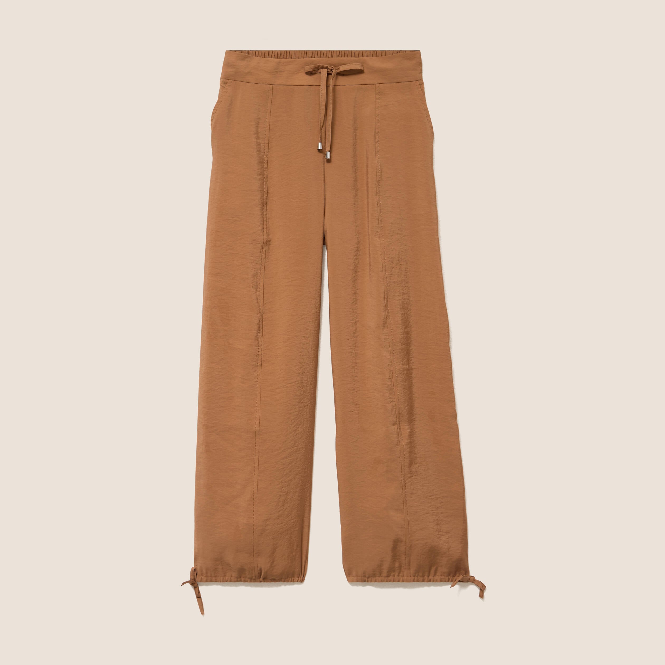 Pantalon taille haute 7/8&egrave;me resserr&eacute; beige femme