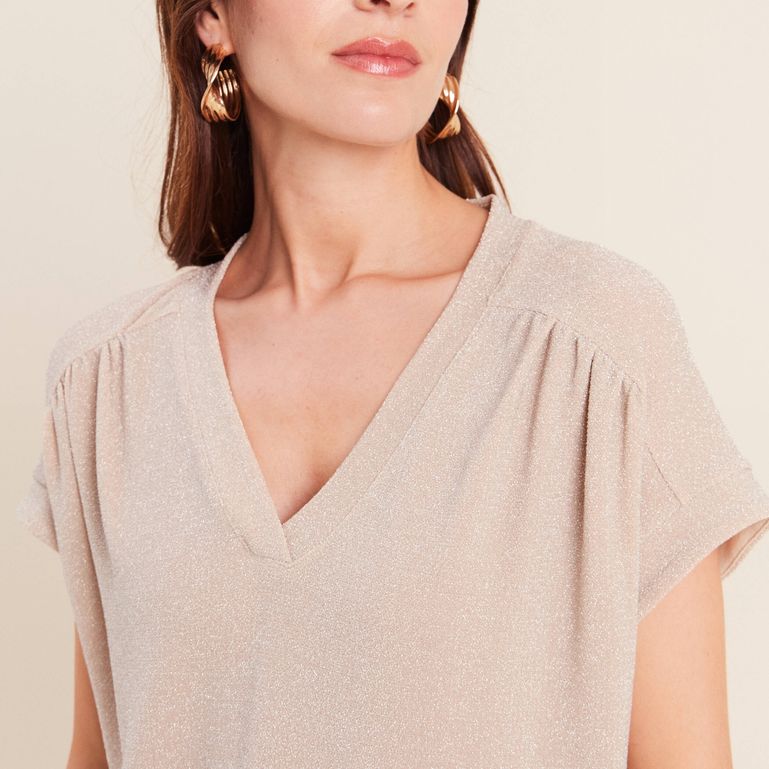 T-shirt manches courtes couleur or femme