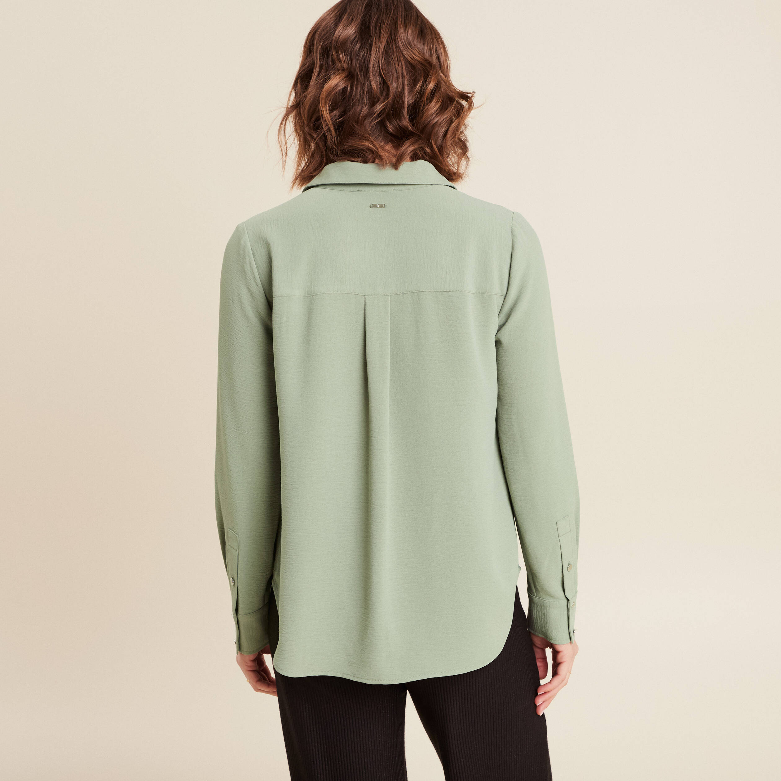 Chemise manches longues vert clair femme