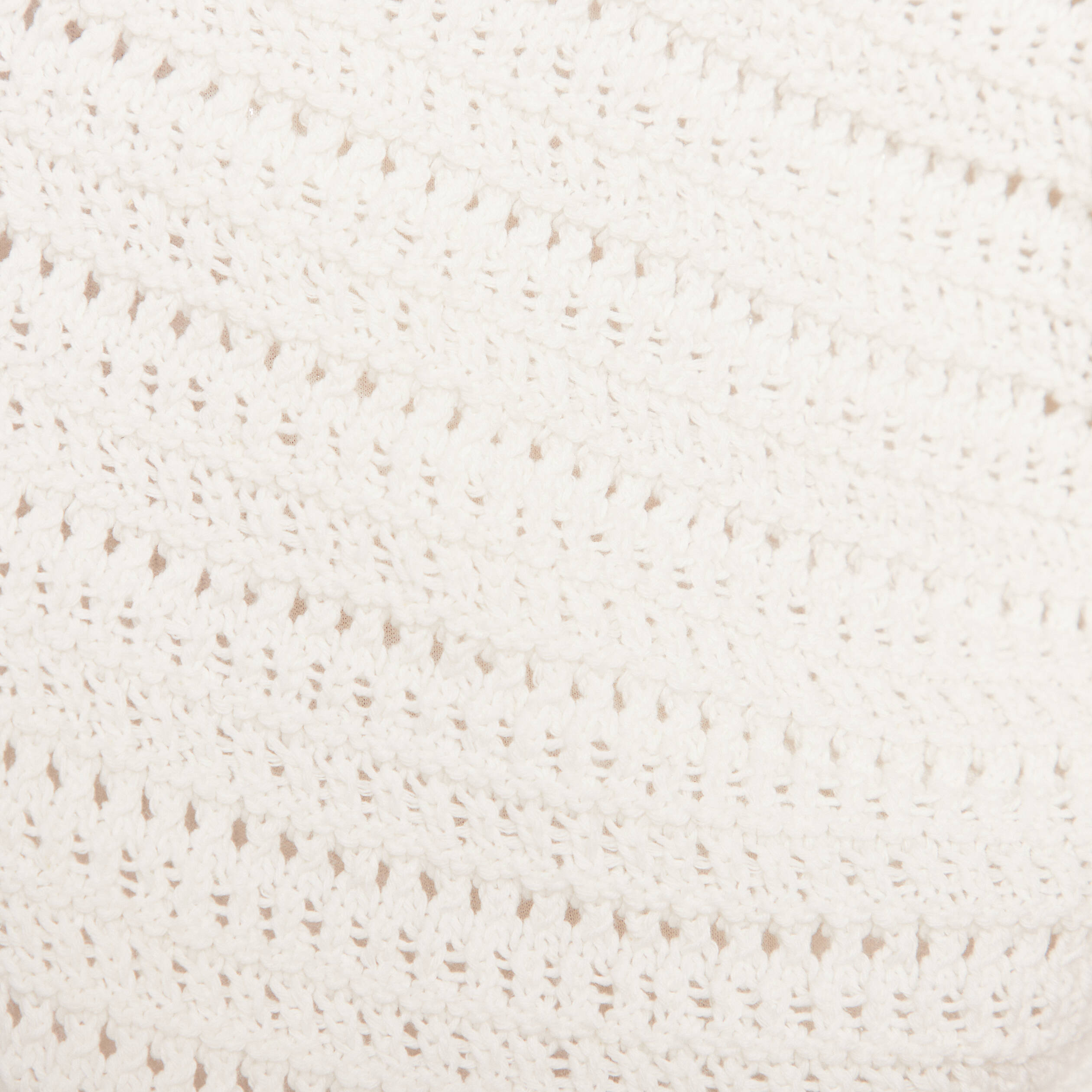 Gilet manches 3/4 ajouré ecru femme