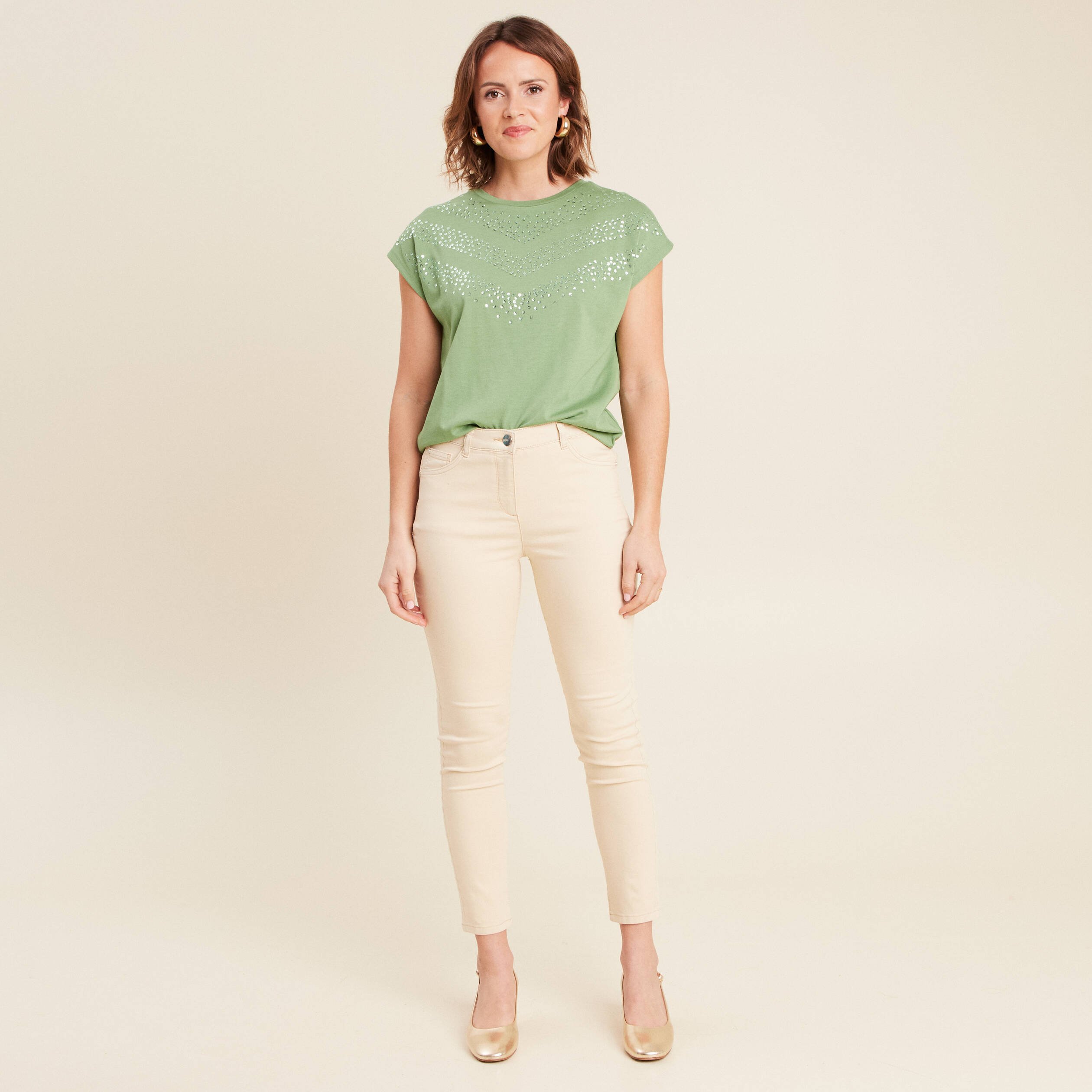 T-shirt manches courtes vert femme