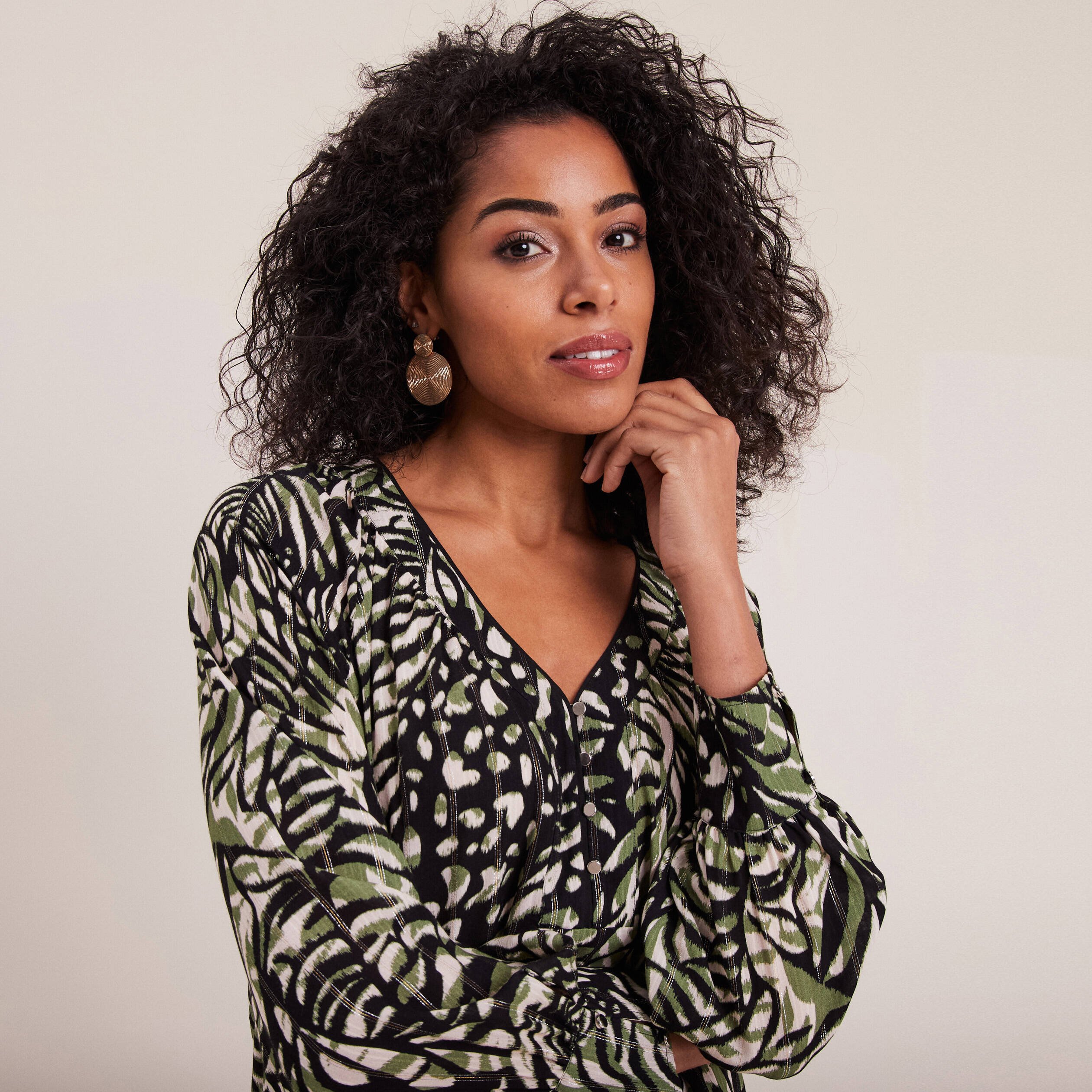 Blouse manches longues vert femme Breal