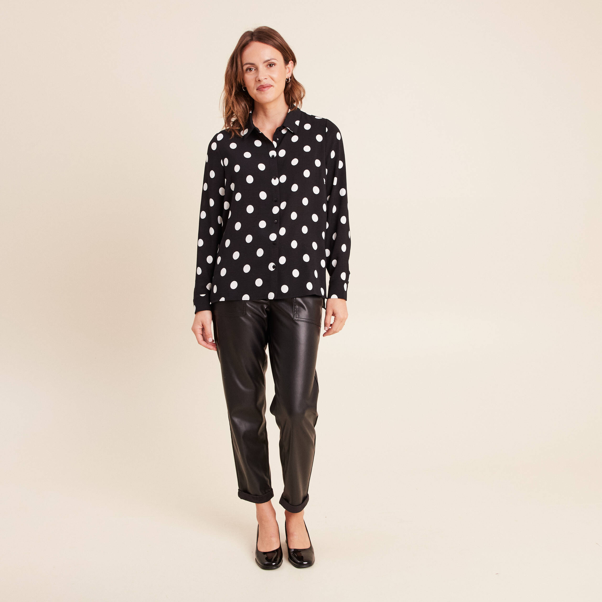 Chemise fluide manches longues noir femme