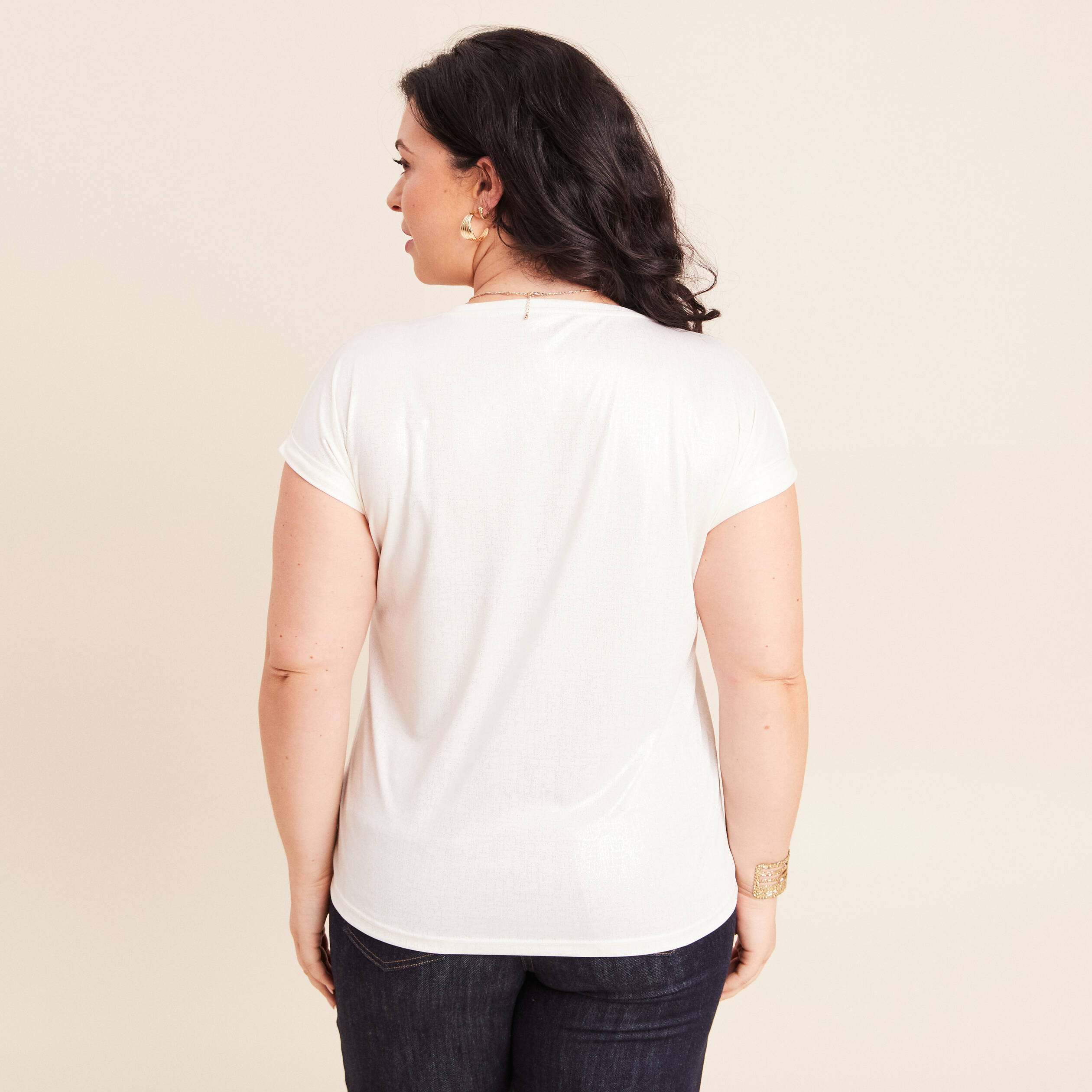 T-shirt manches courtes ecru femme