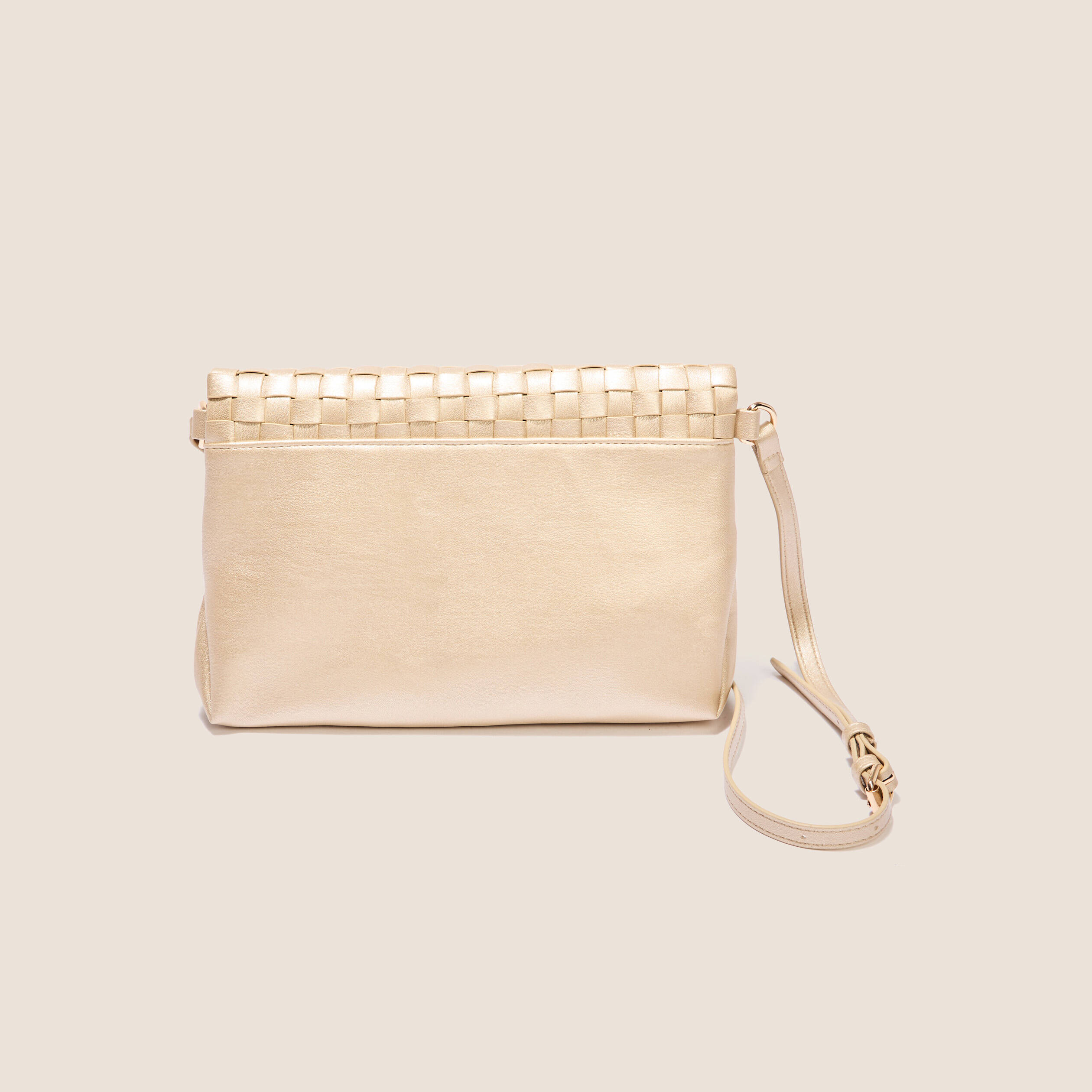 Sac pochette rabat tresse couleur or femme Breal