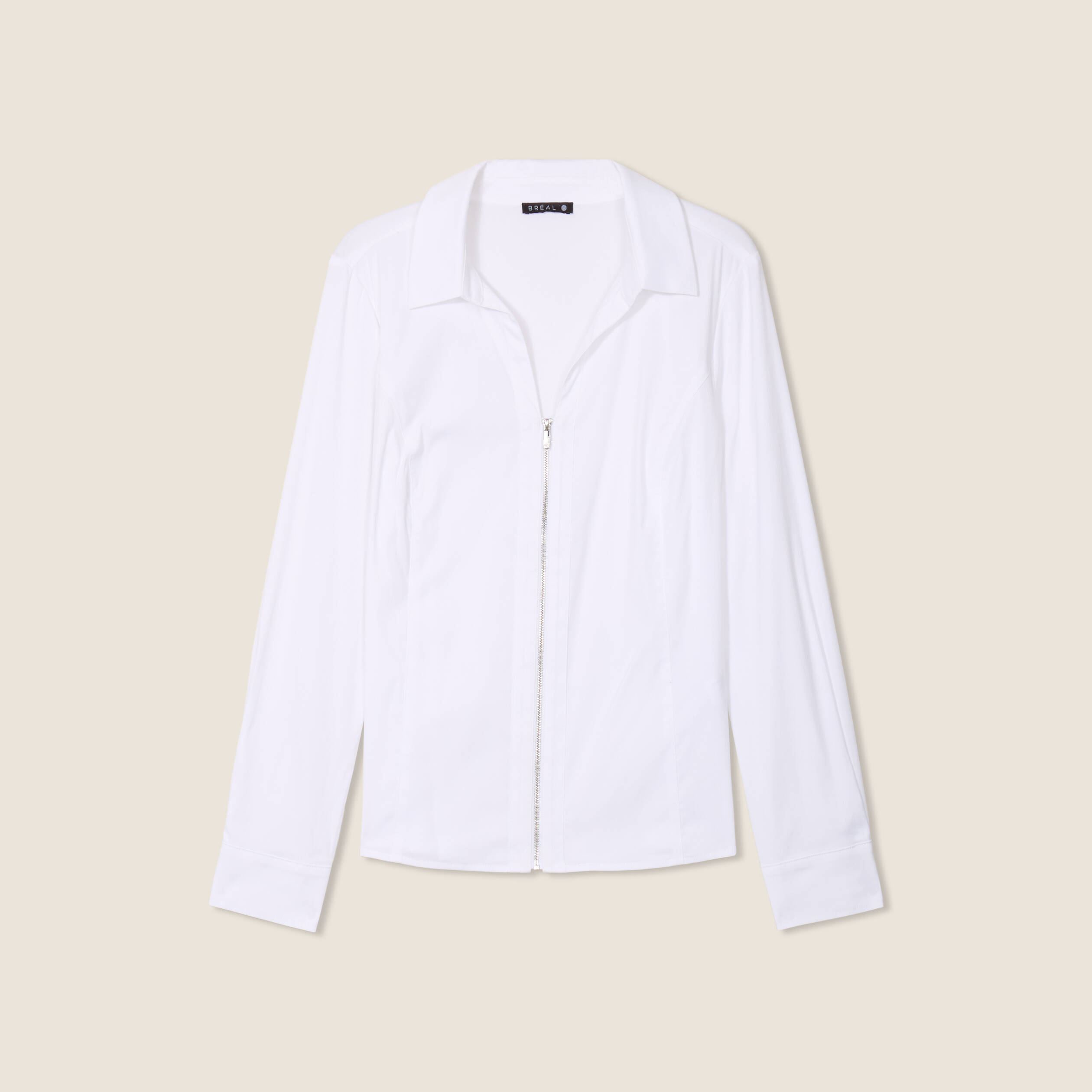 Chemise manches longues zippée blanc femme