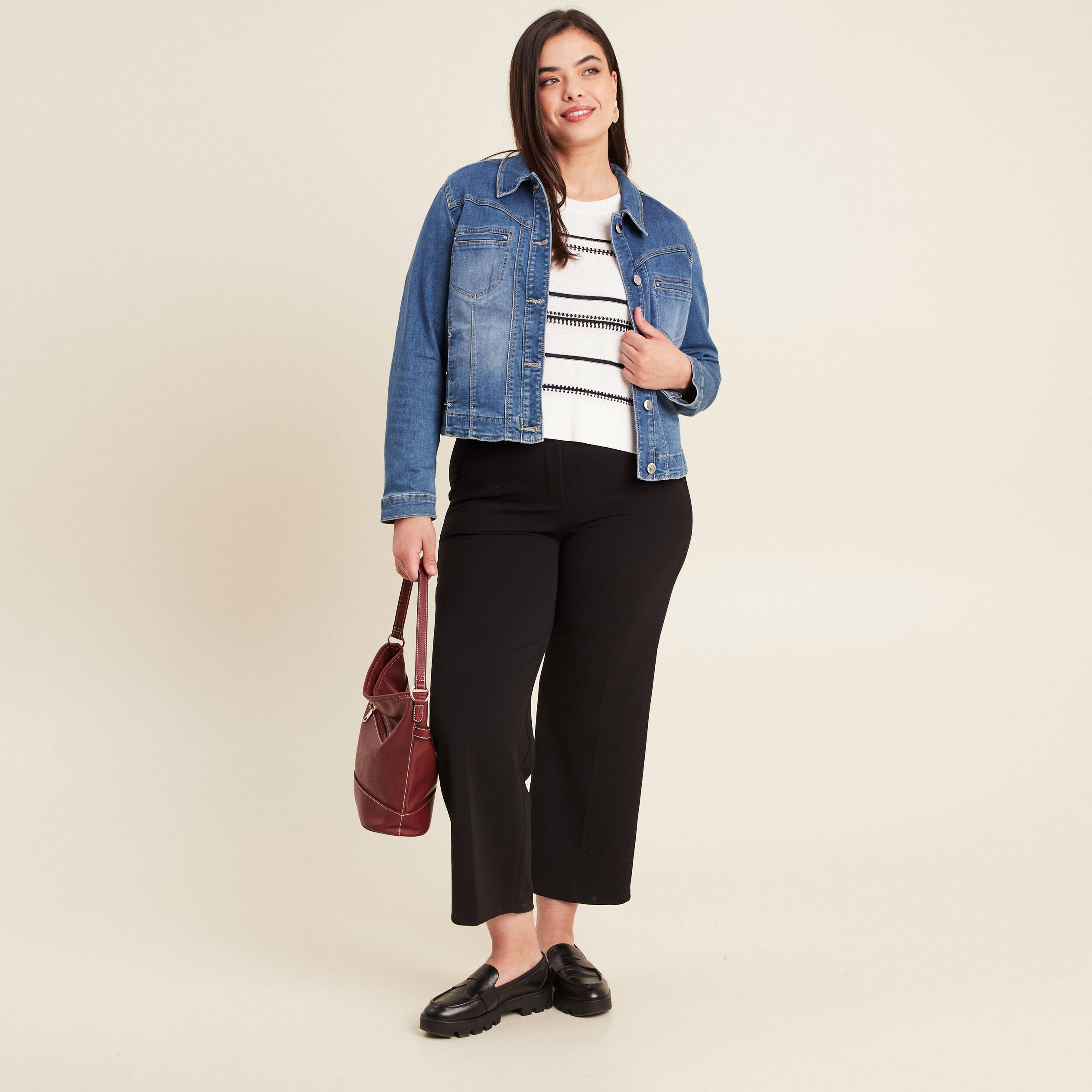 Blouson en jean denim double stone femme