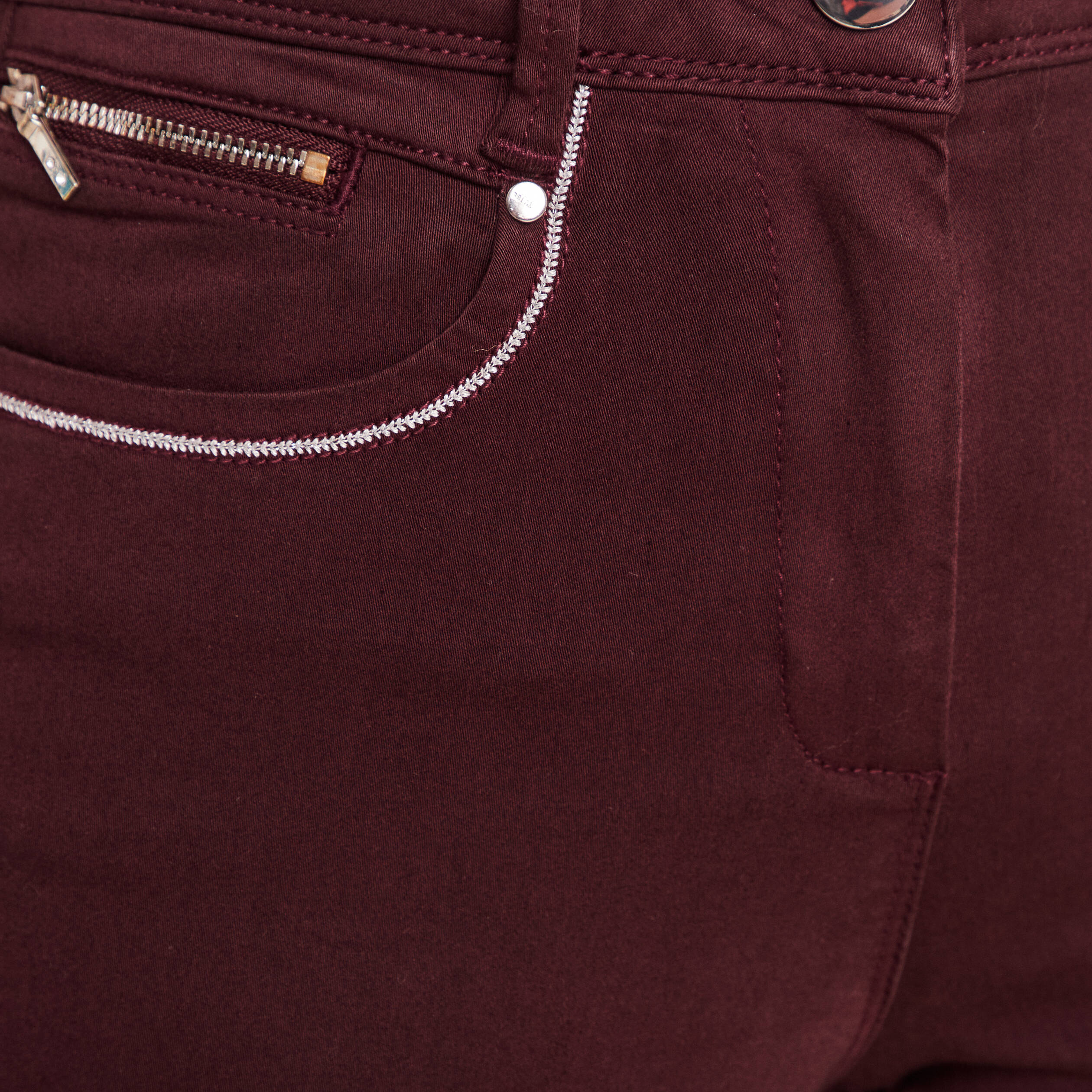 Pantalon droit taille haute bordeaux femme