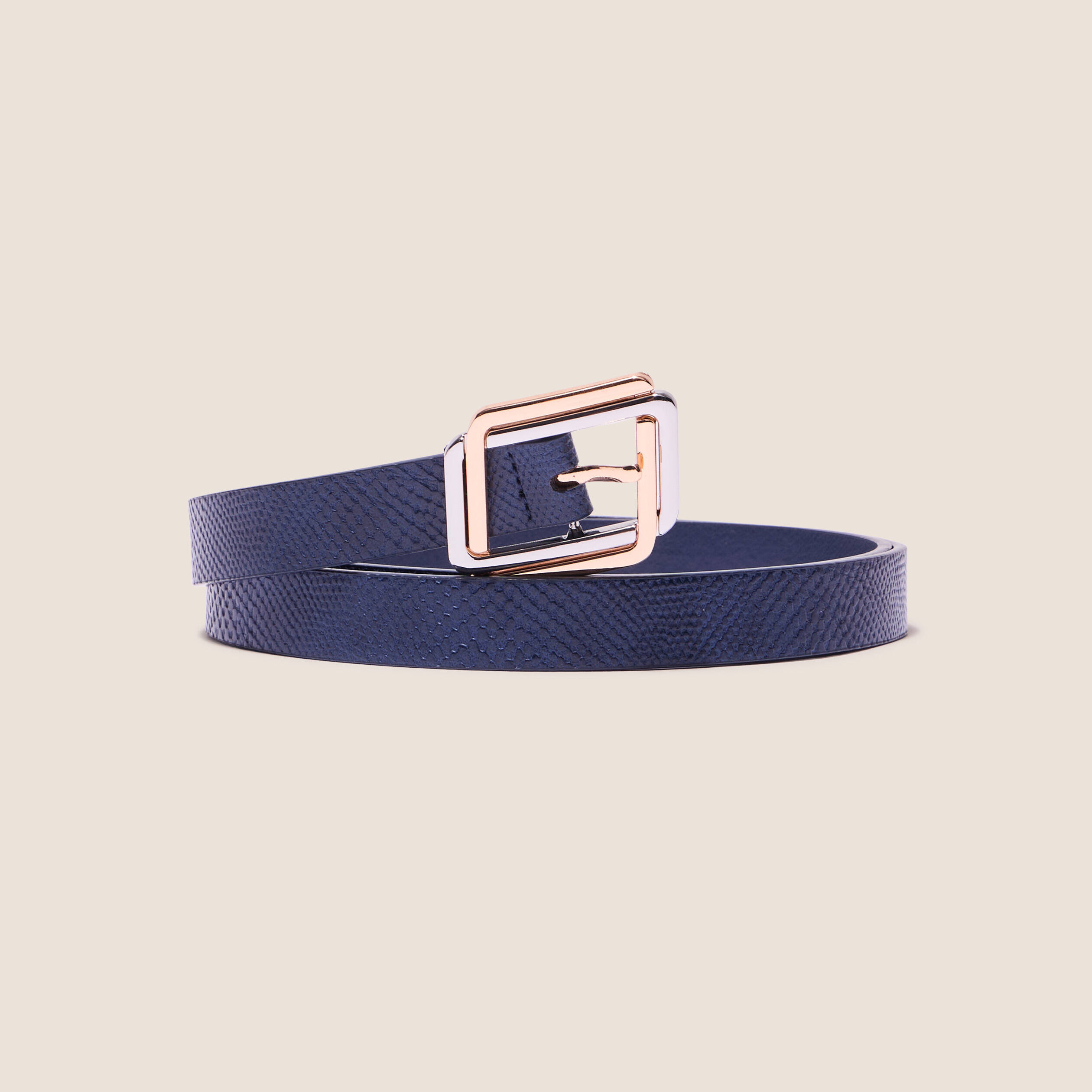 Ceinture embossée bleu marine femme