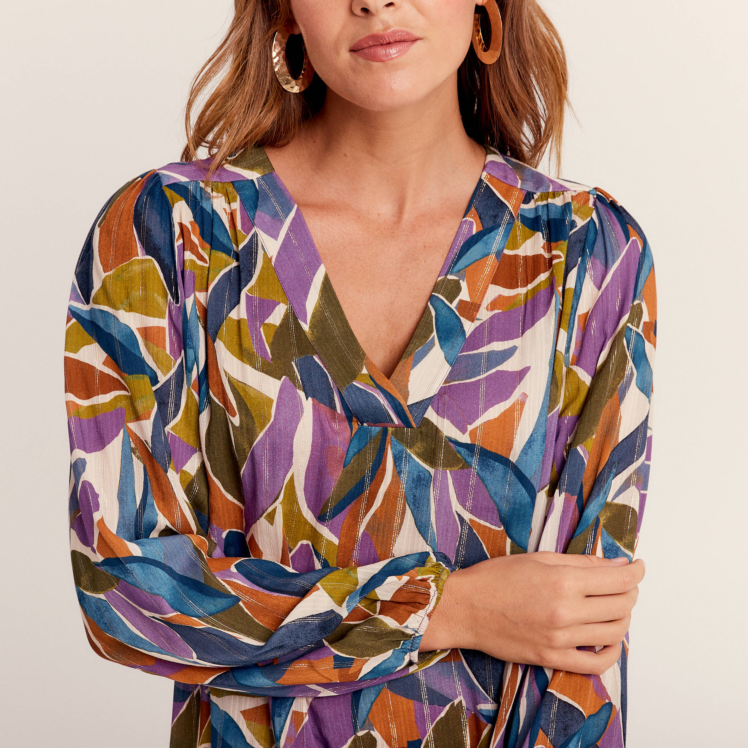 Blouse manches longues multicolore femme