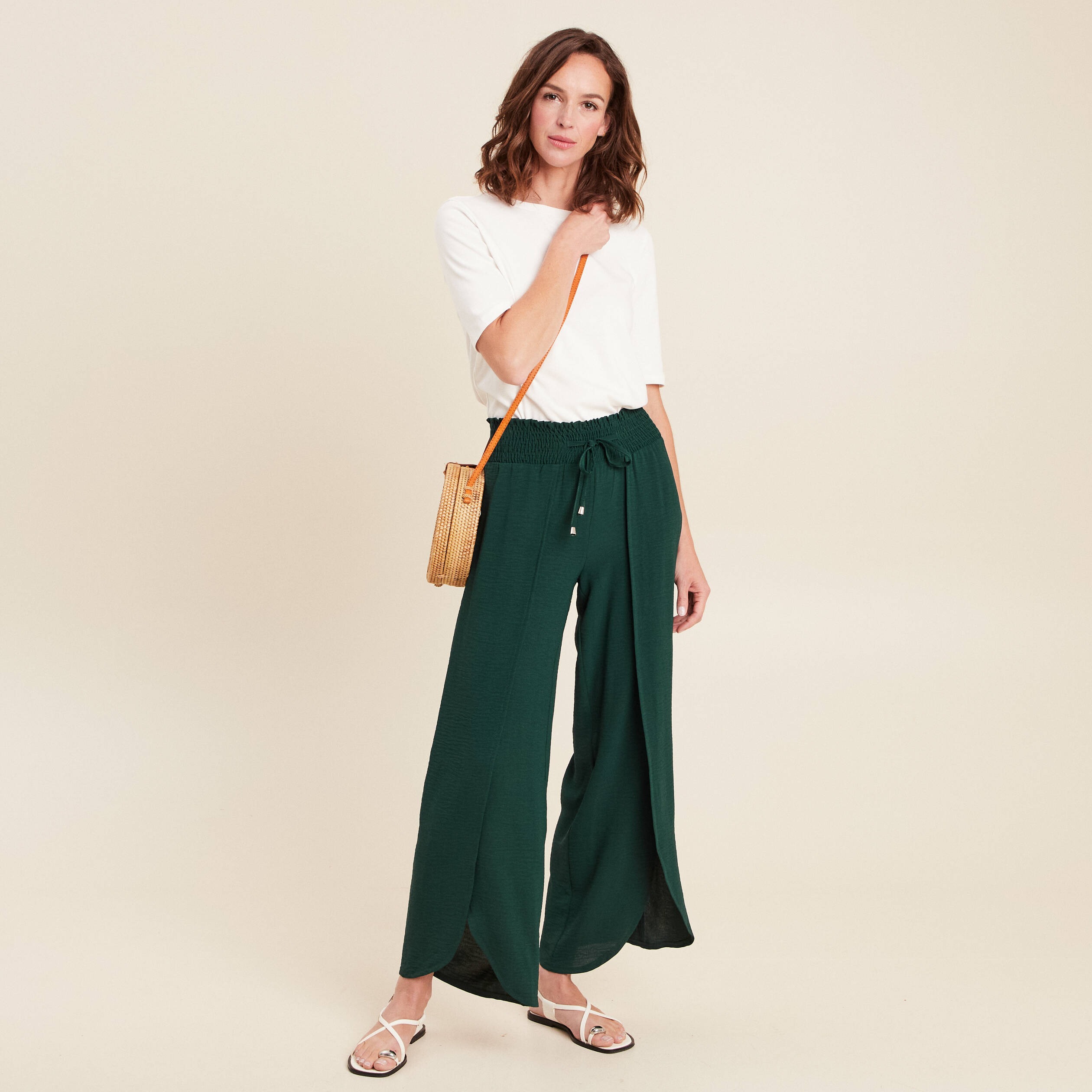 pantalon large taille haute vert fonce femme pantalon large taille haute vert foncé femme