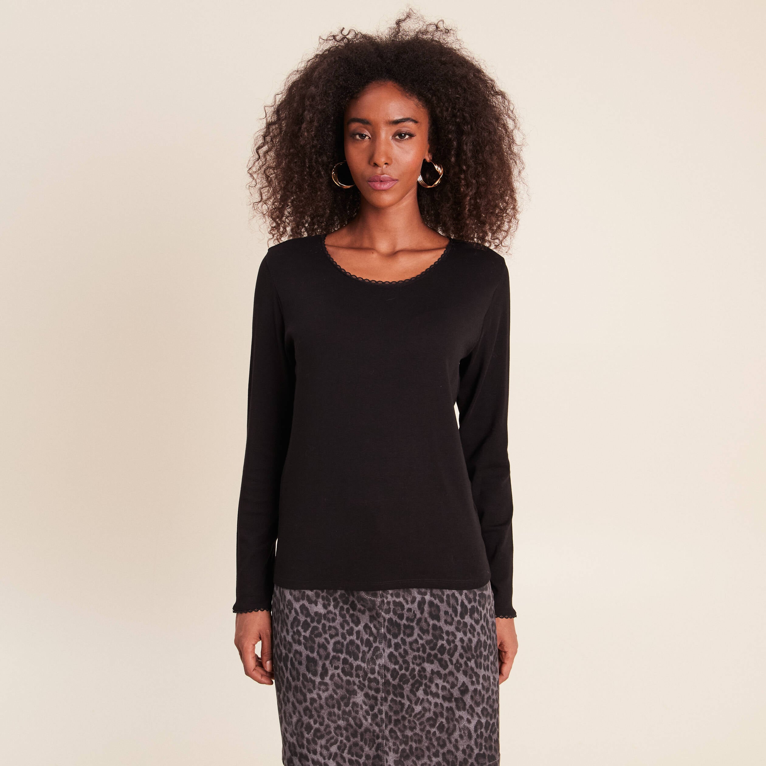 T-shirt manches longues noir femme