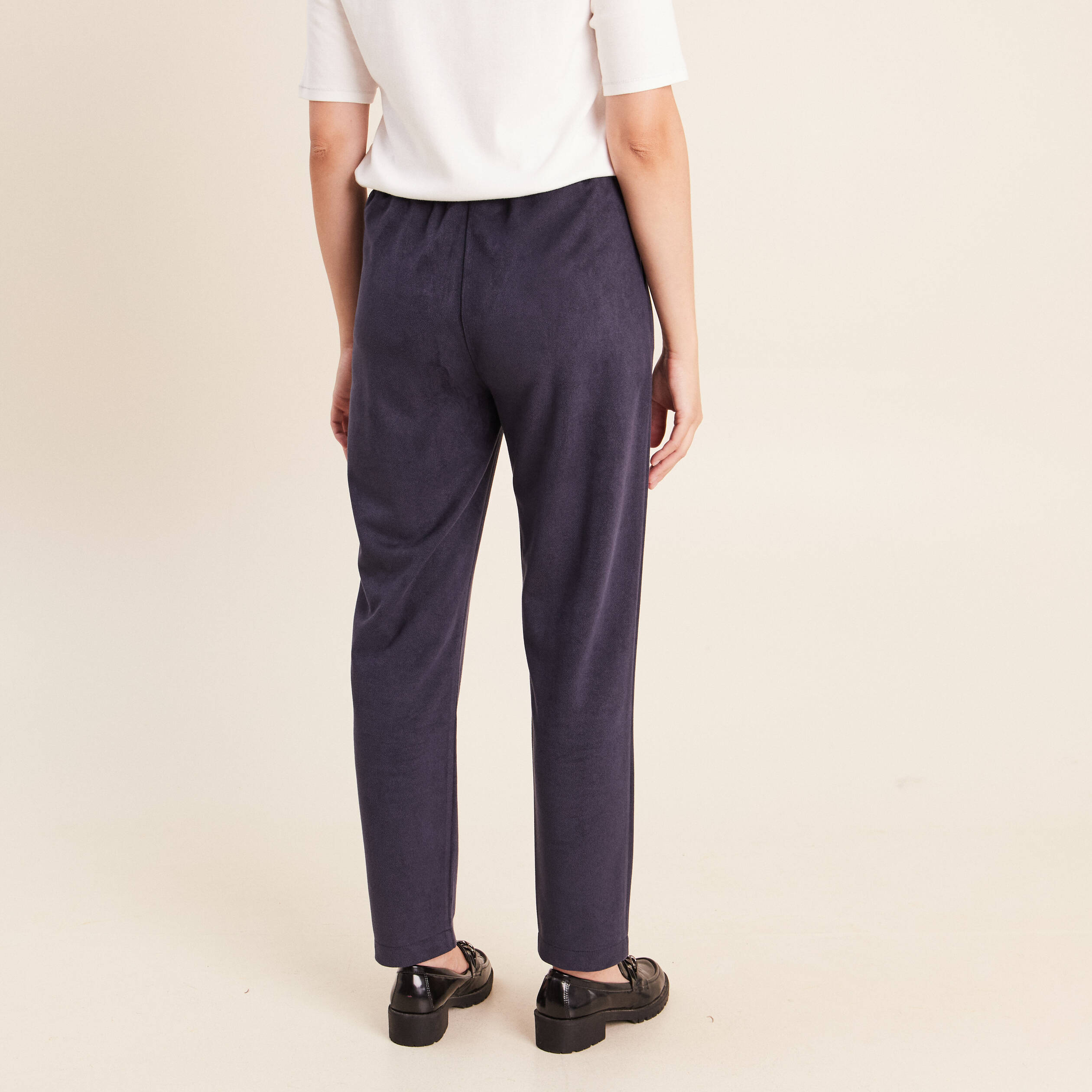 Jogging aspect daim bleu fonc&eacute; femme