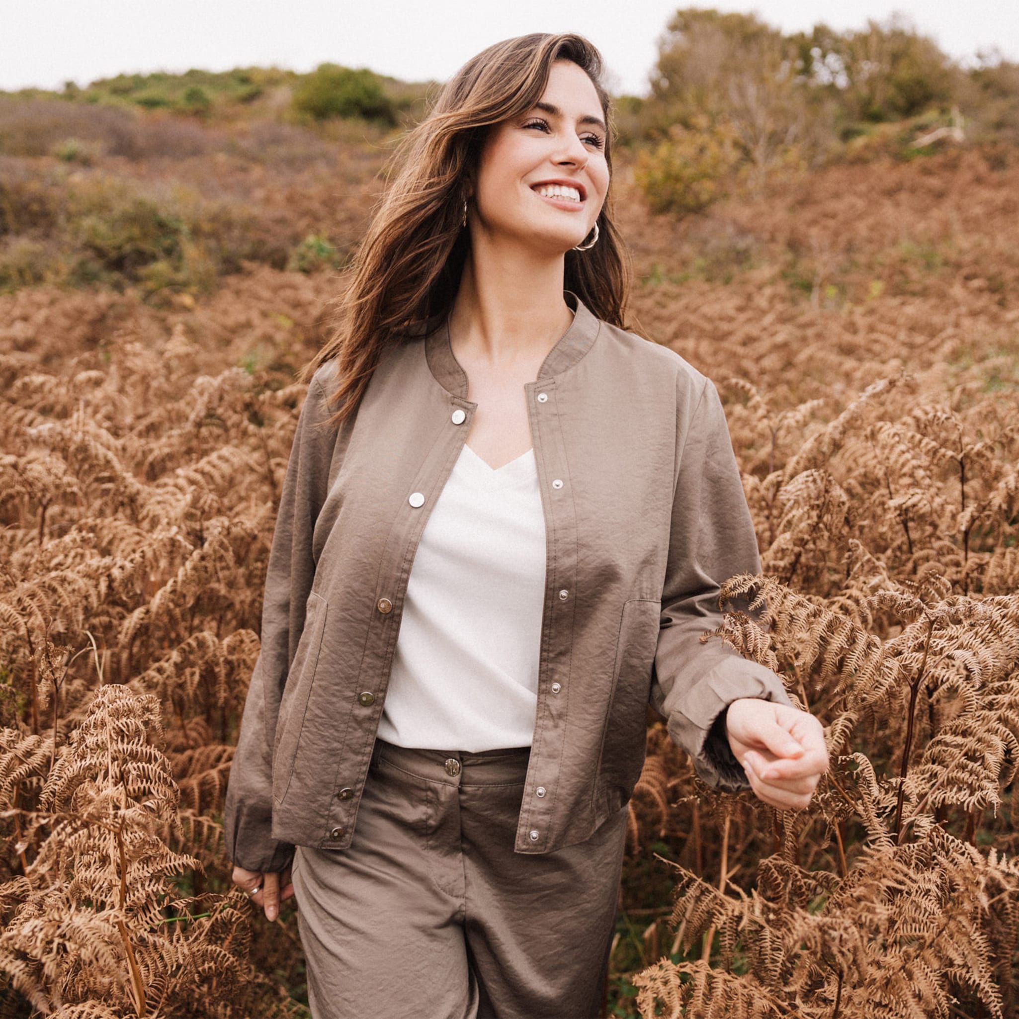 blouson boutonne satin taupe femme Blouson boutonné satin taupe femme