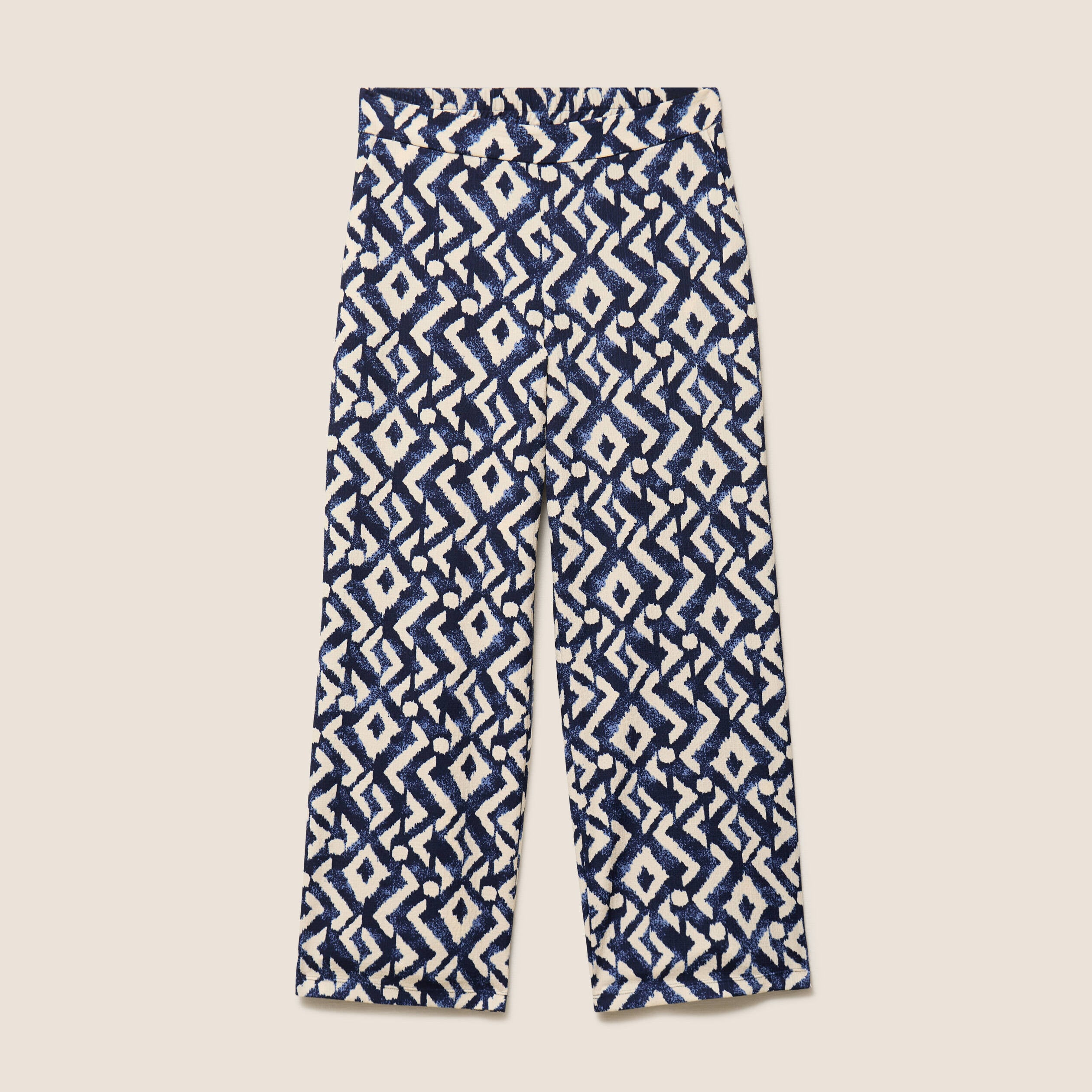 Pantalon large taille haute bleu femme