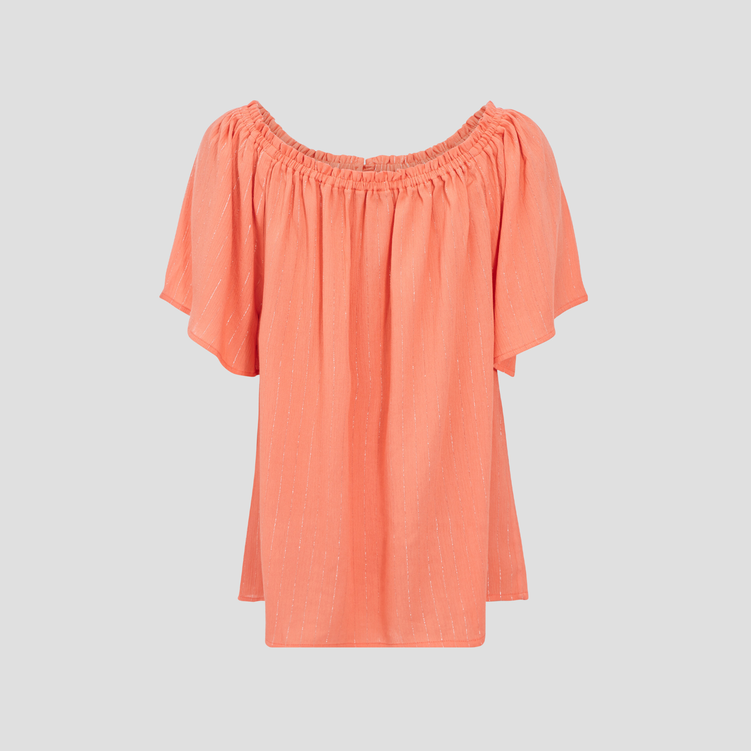 Blouse manches courtes orange clair femme