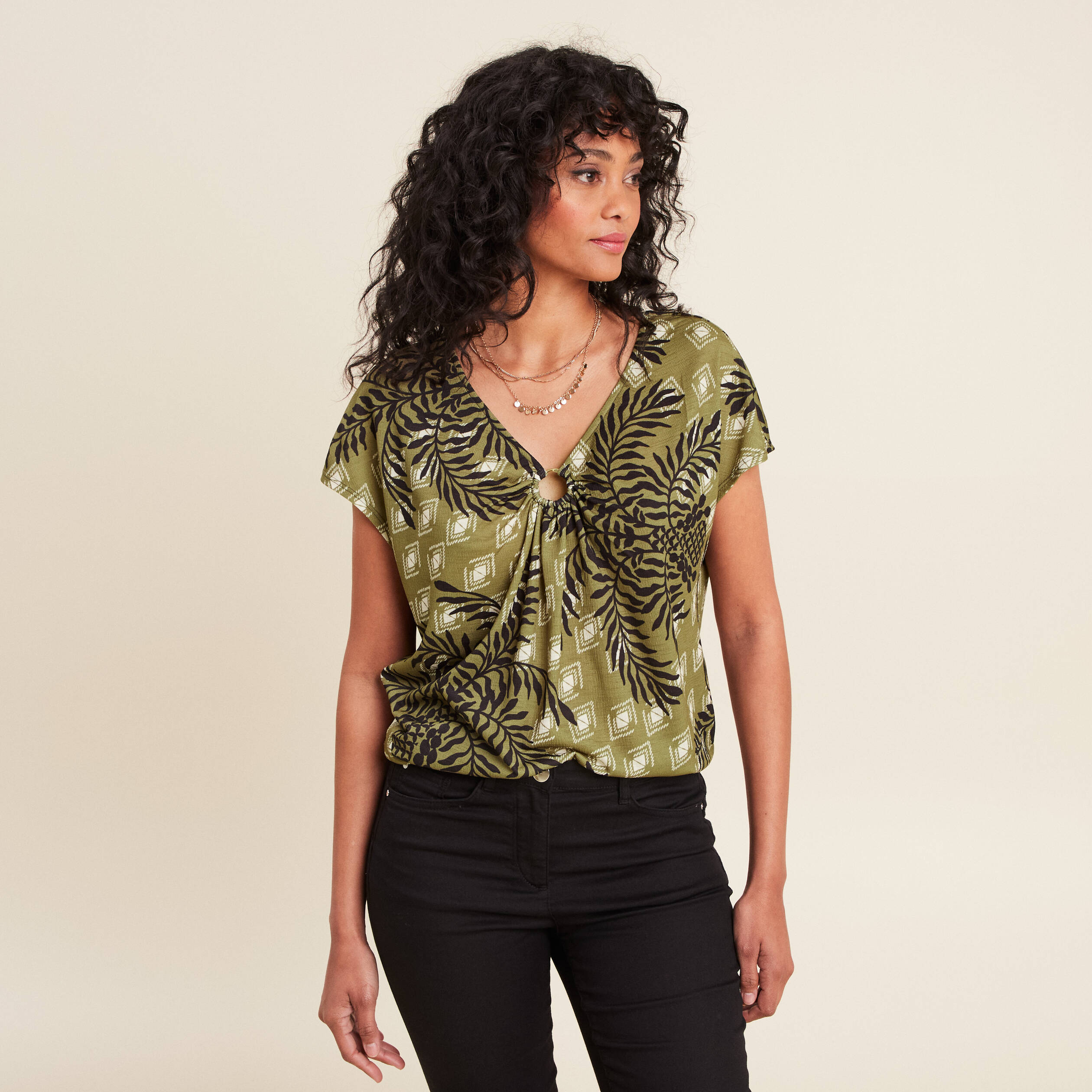 t shirt manches courtes vert femme T-shirt manches courtes vert femme