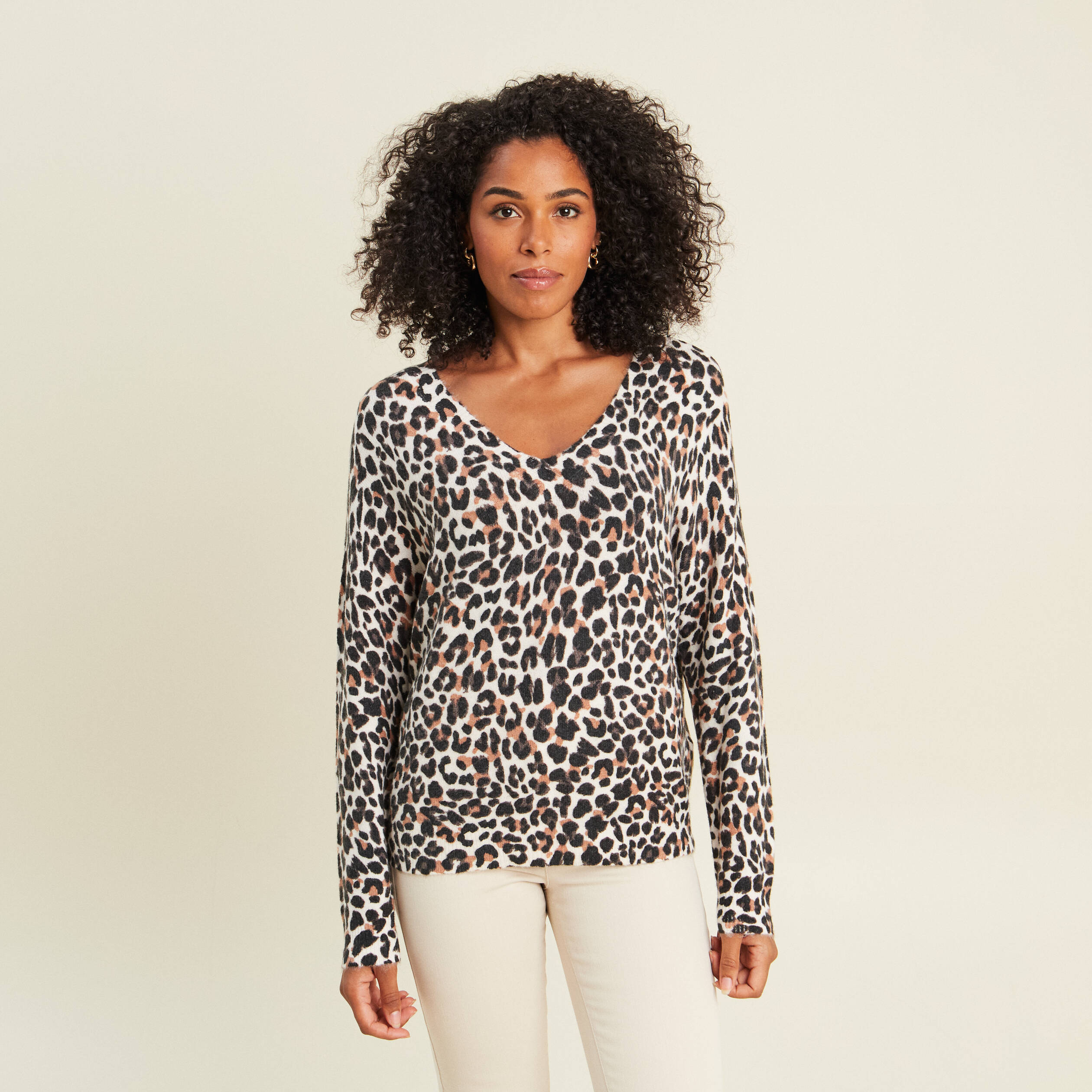 Pull manches longues bleu gris femme