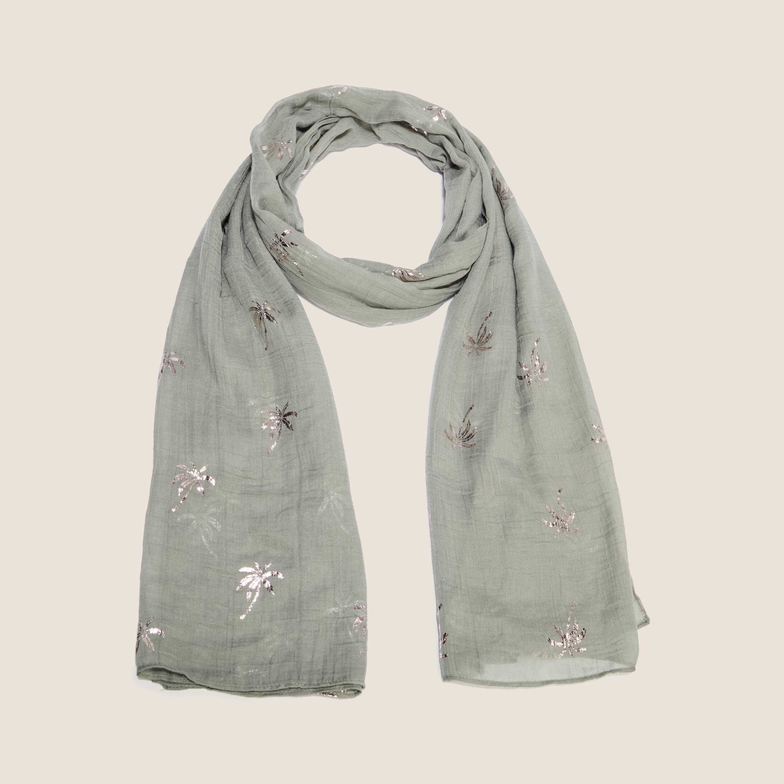 Foulard effet froiss&eacute; vert clair femme
