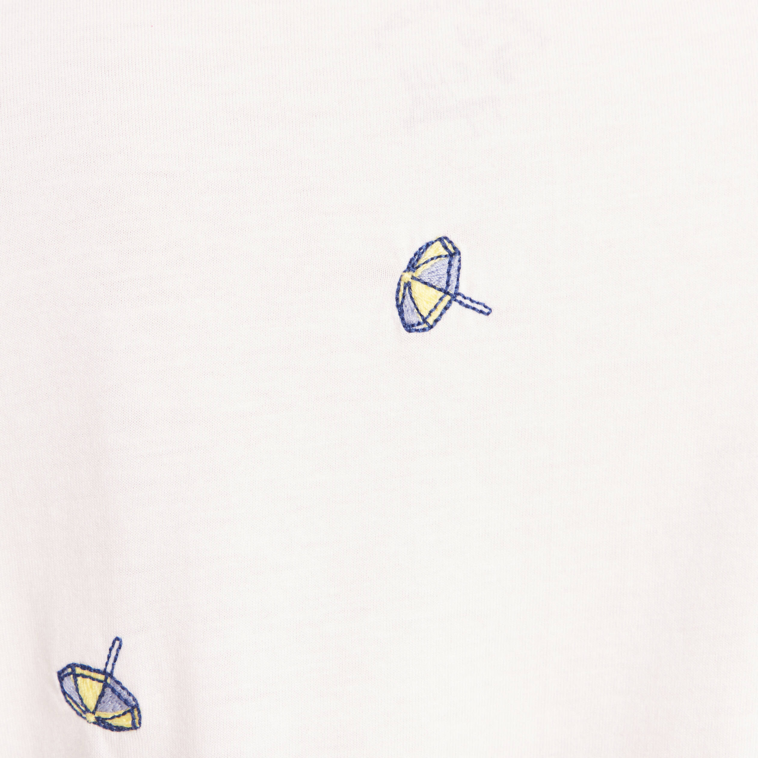 T-shirt col v broderie manches courtes ecru femme