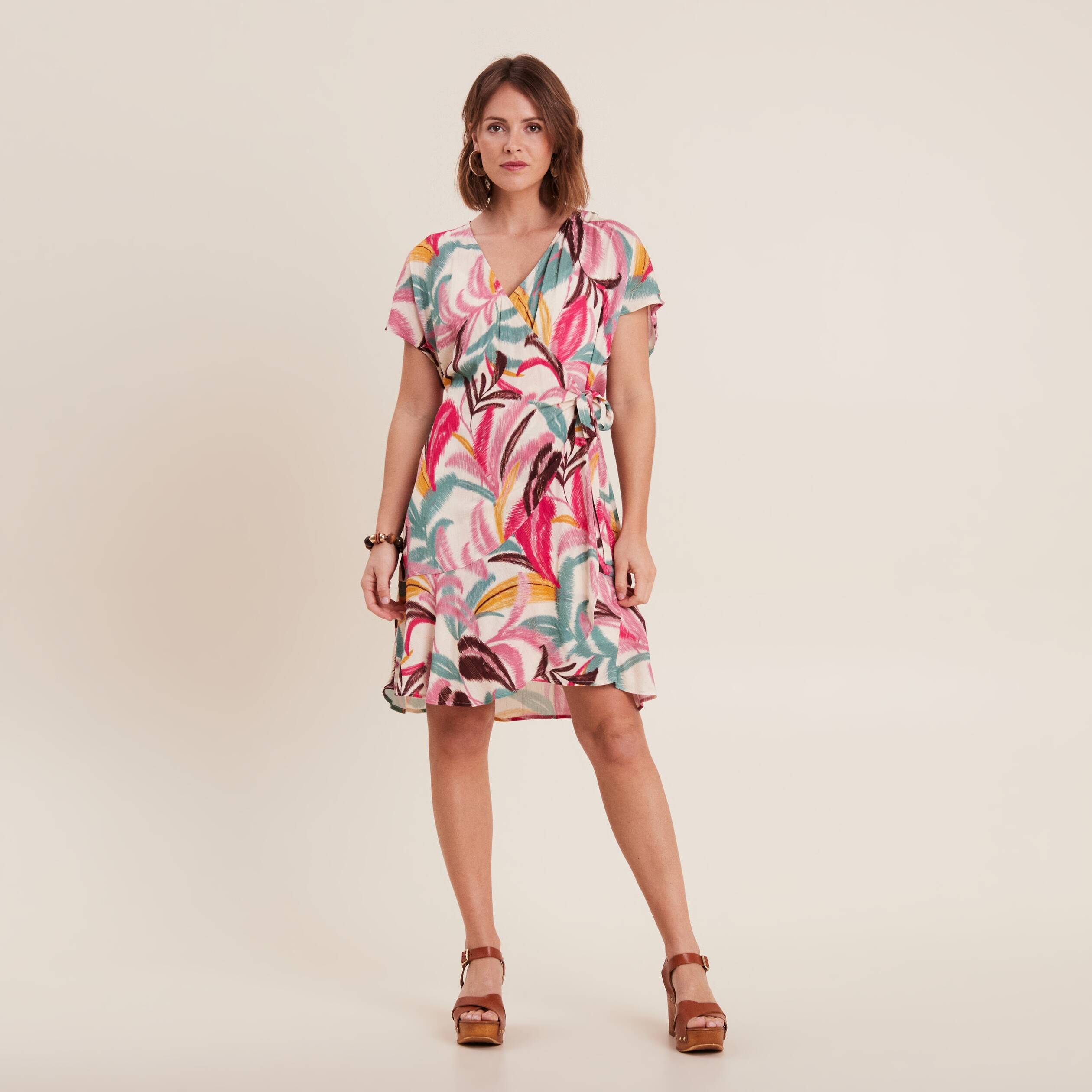 Robe portefeuille rose femme