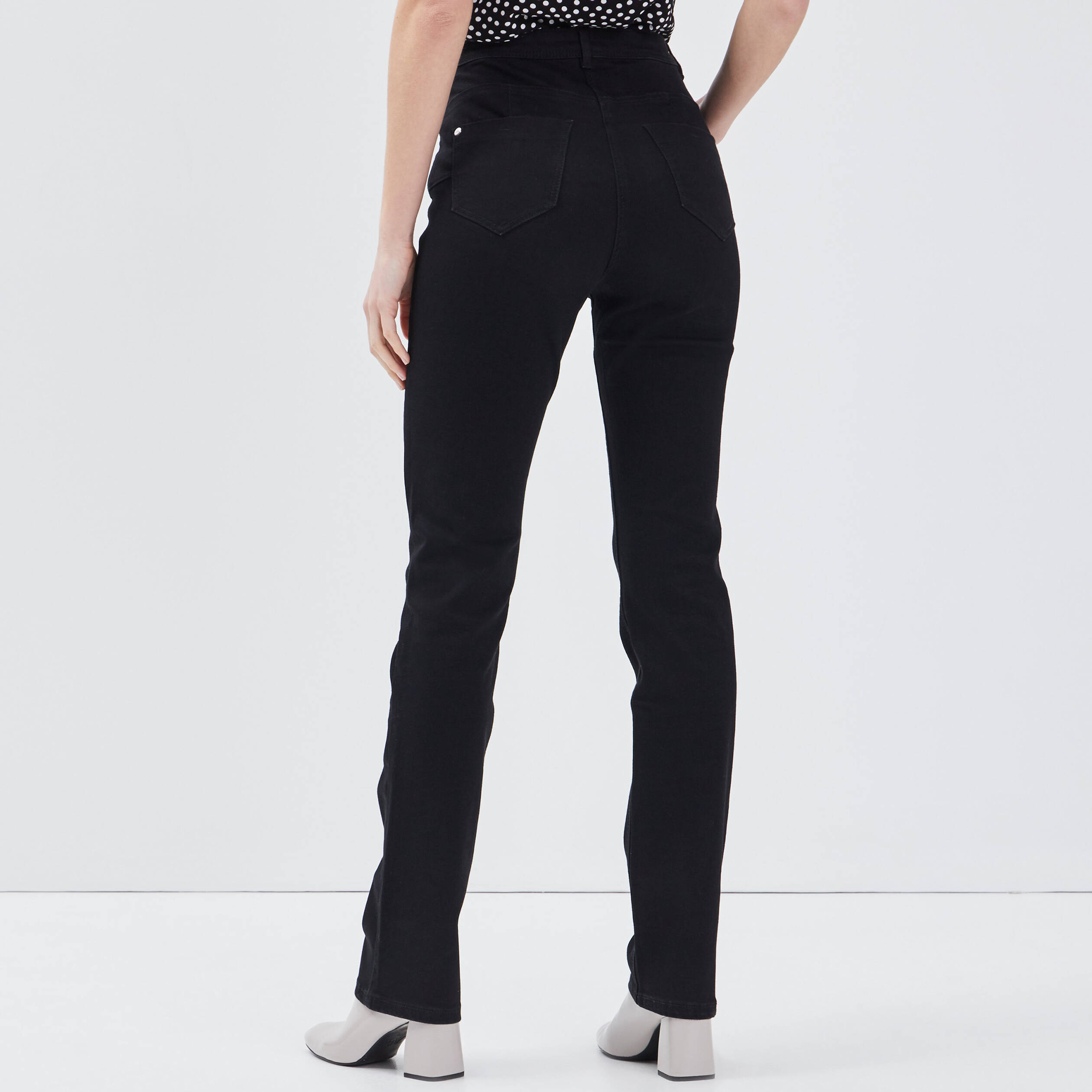 Pantalon large noir taille haute Femme