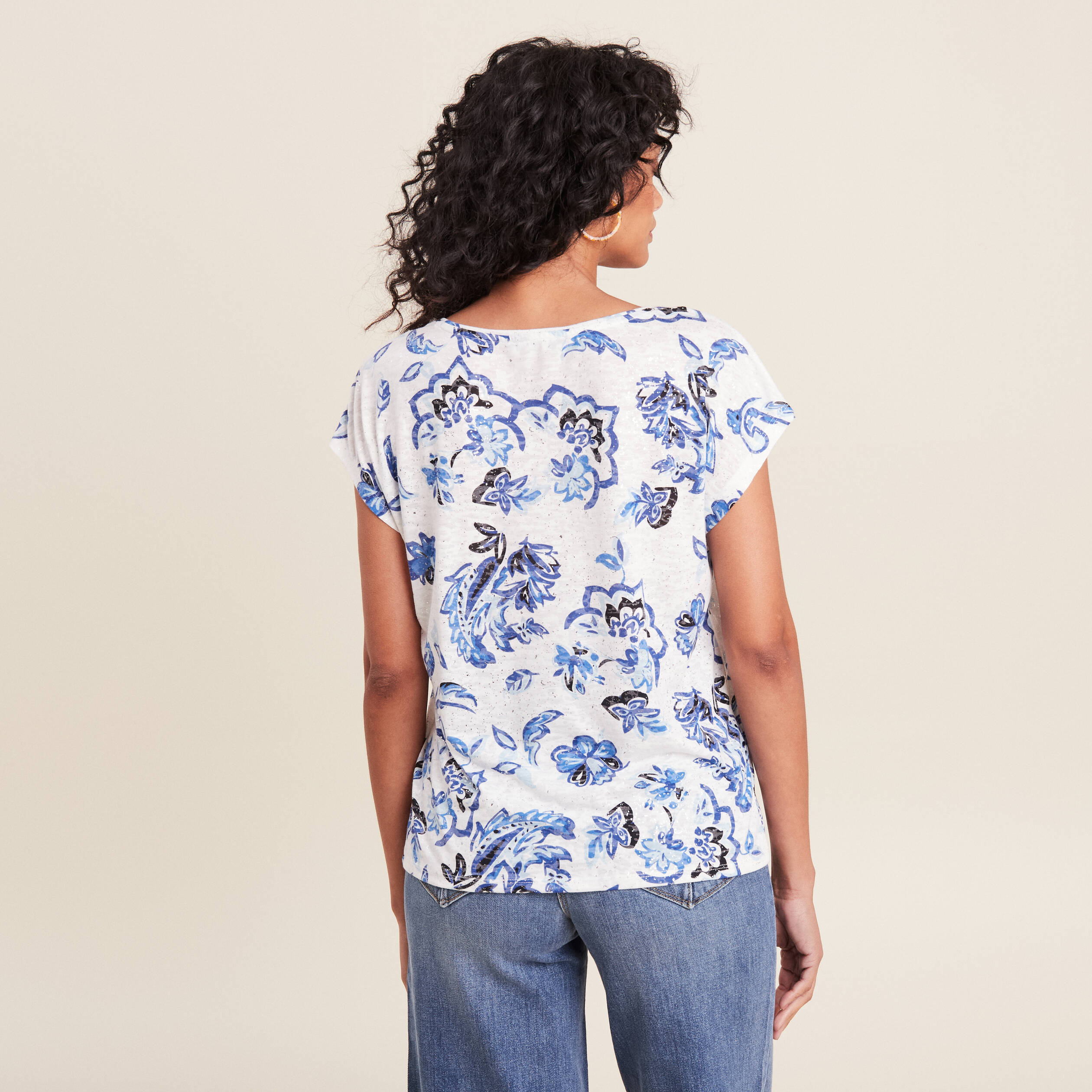 T-shirt manches courtes ecru femme