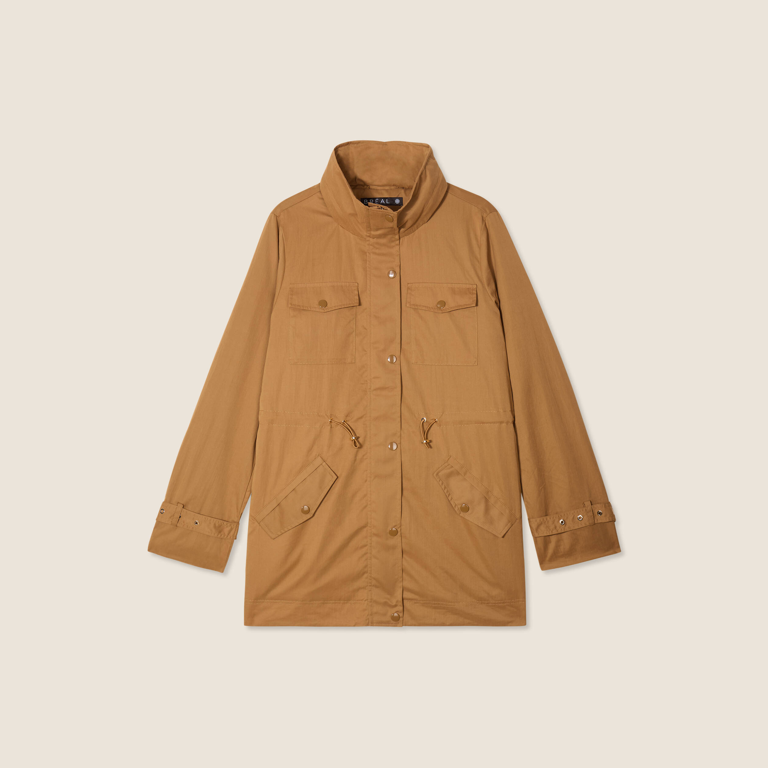Parka cintrée col montant marron femme