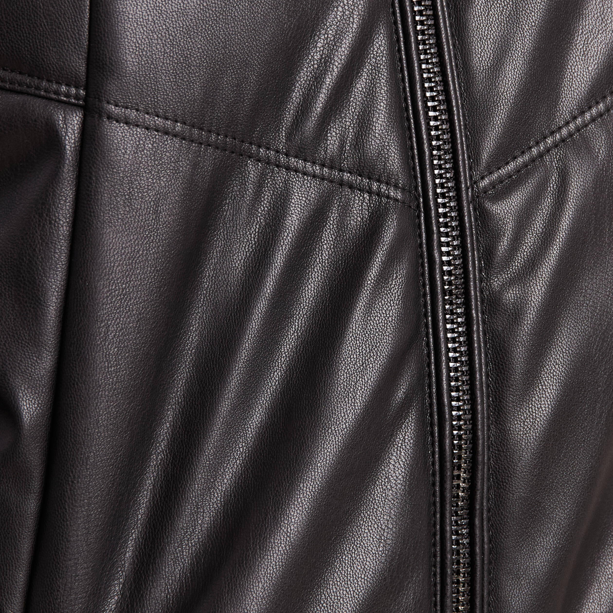 Doudoune à capuche simili cuir noir femme